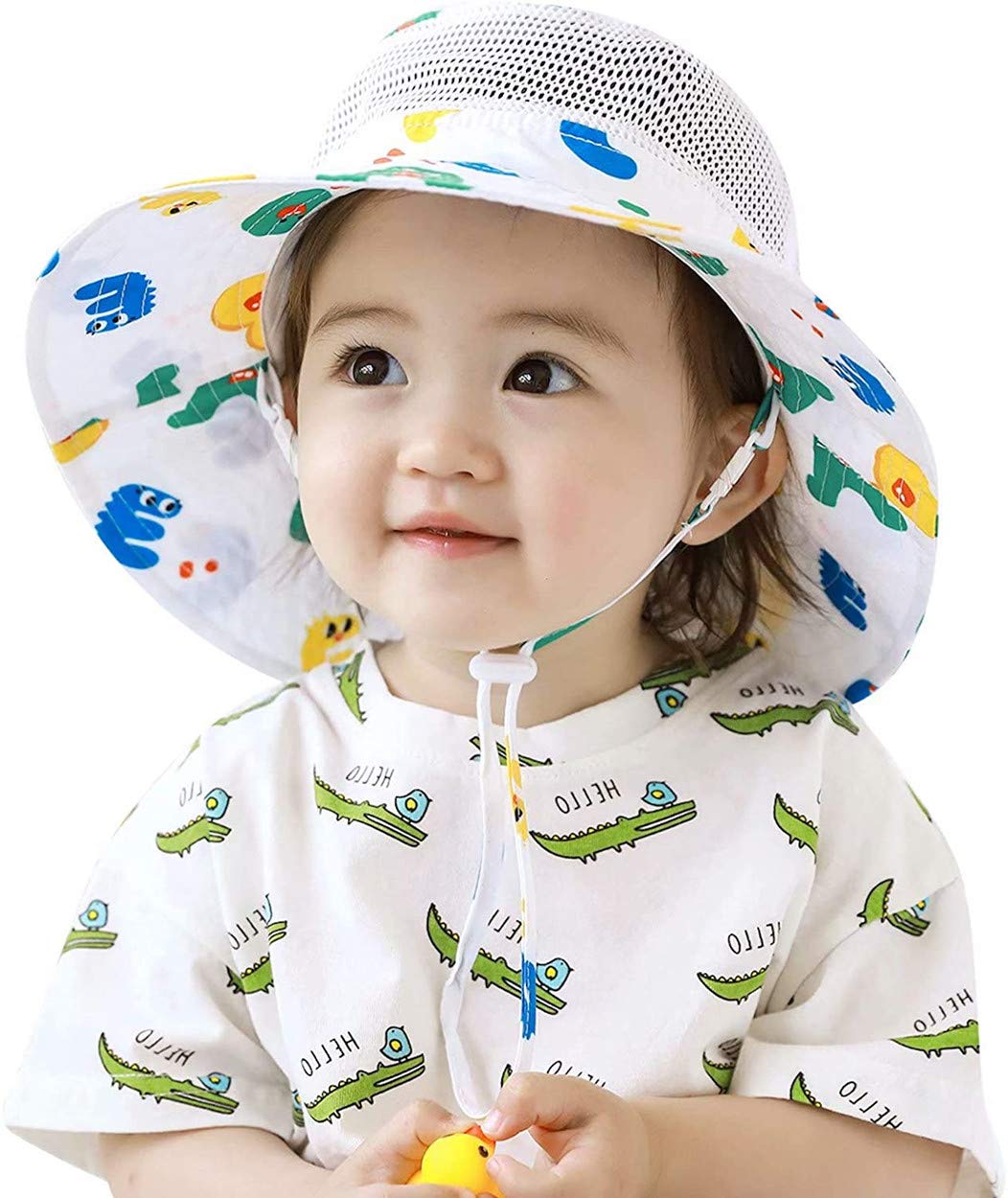 Magracy Baby Toddler Kids Adjustable Wide Brim Sun Protection Hat UPF 50+ Mesh Bucket Hat Foldable M
