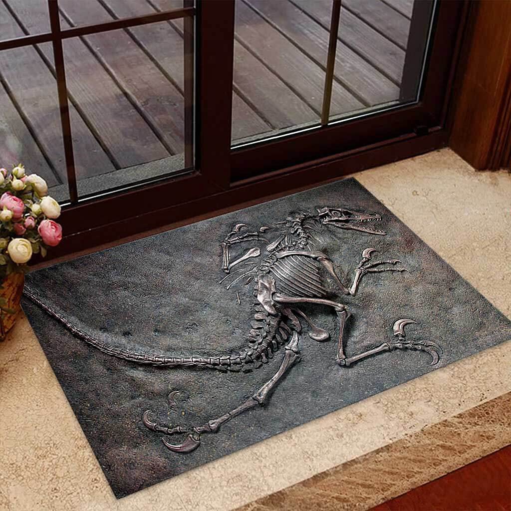 TIANTURNM Felpudos Entrada casa Fósil de Dinosaurio, Felpudo Divertido para Interiores y Exteriores, Regalo de casa cálido, Alfombra de Bienvenida, Regalo para Amantes de los Dinosaurios 20"x32"