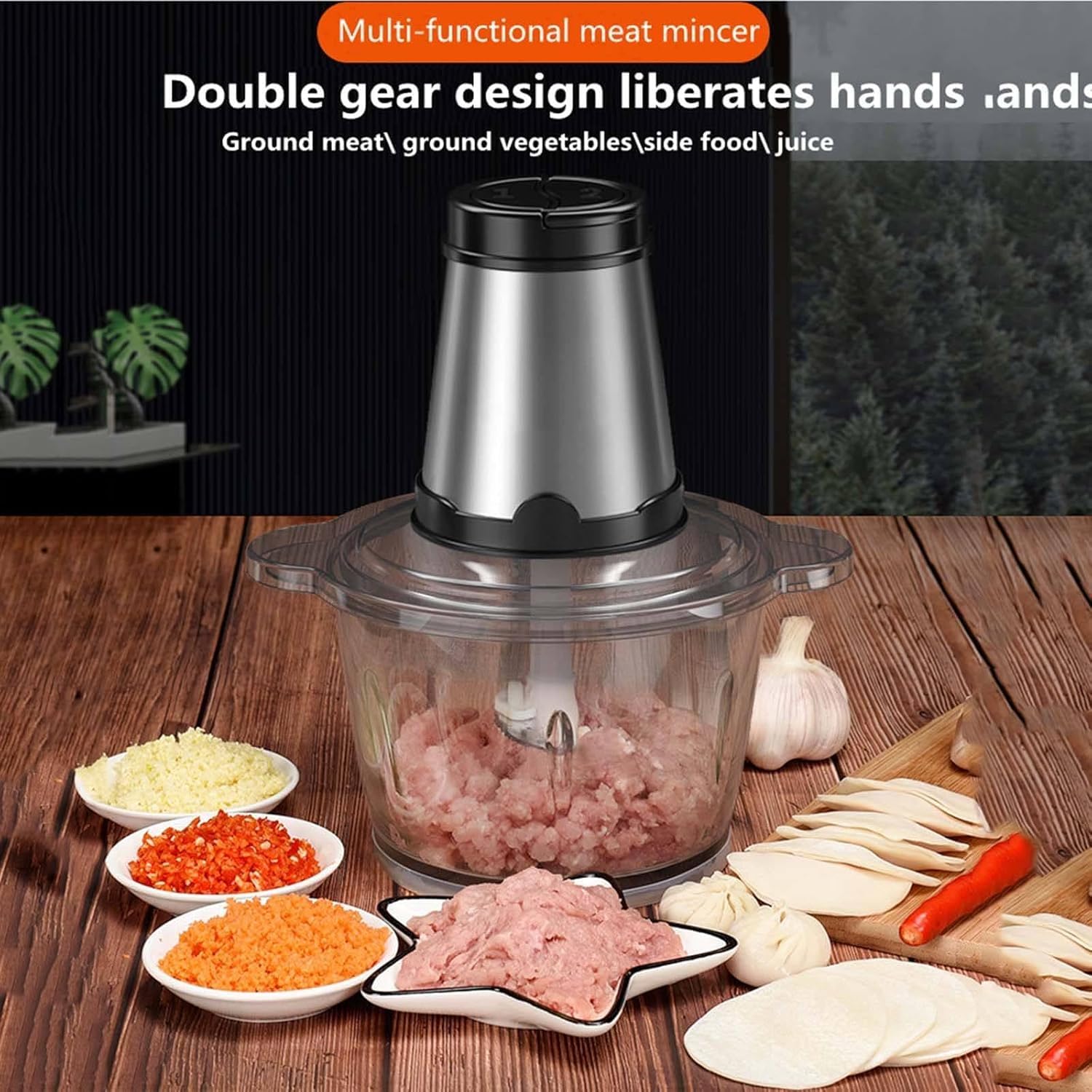 Hachoir à Viande en Acier Inoxydable 3l, Robot Culinaire Et Mixeur électrique, Appareil De Cuisine Robuste pour Fruits, Ail, Noix