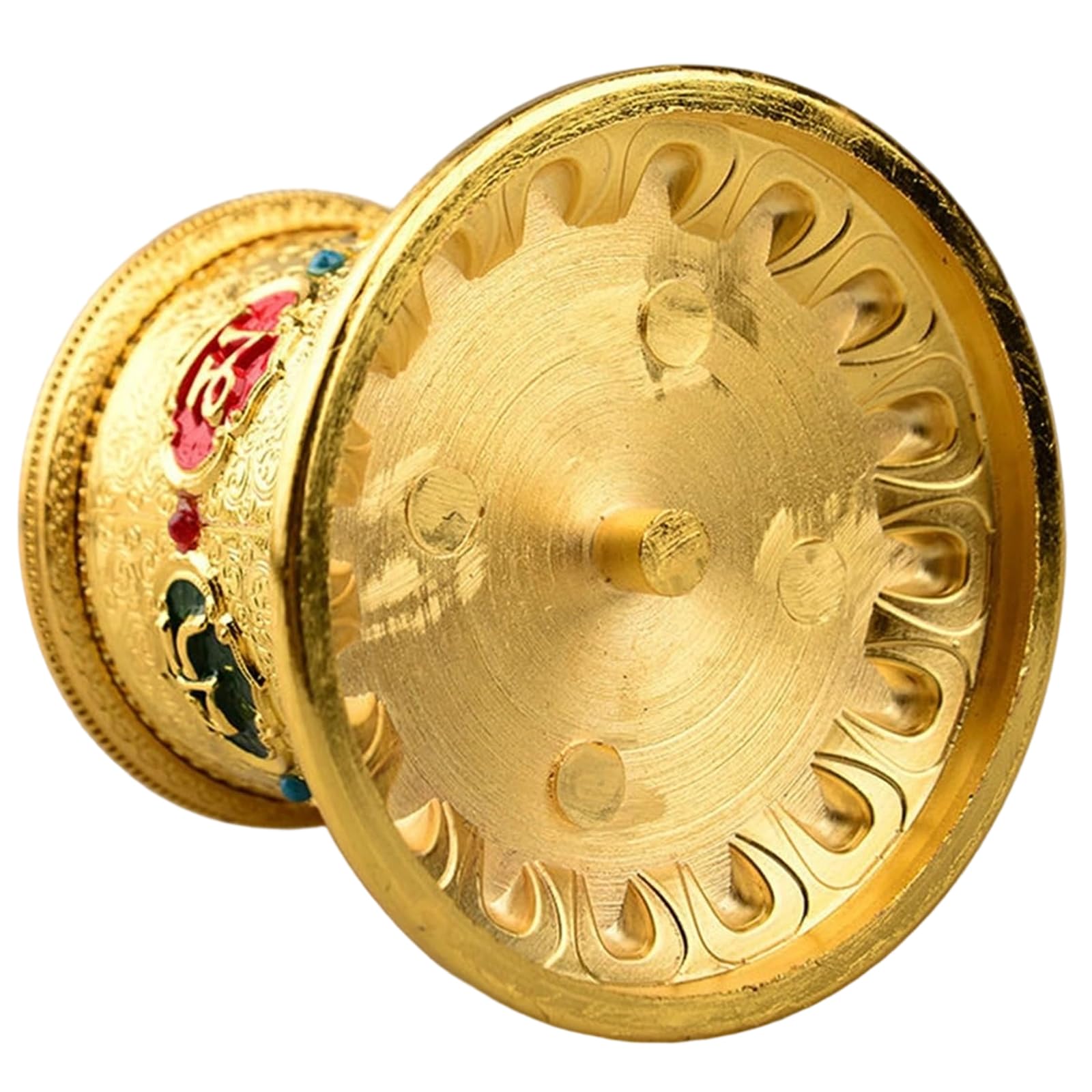 Snorvixre Tibetan Prayer Wheel, Hand Craving Buddhas Scripture Decorative Ornament for Praying Blessing Yogas Room Table