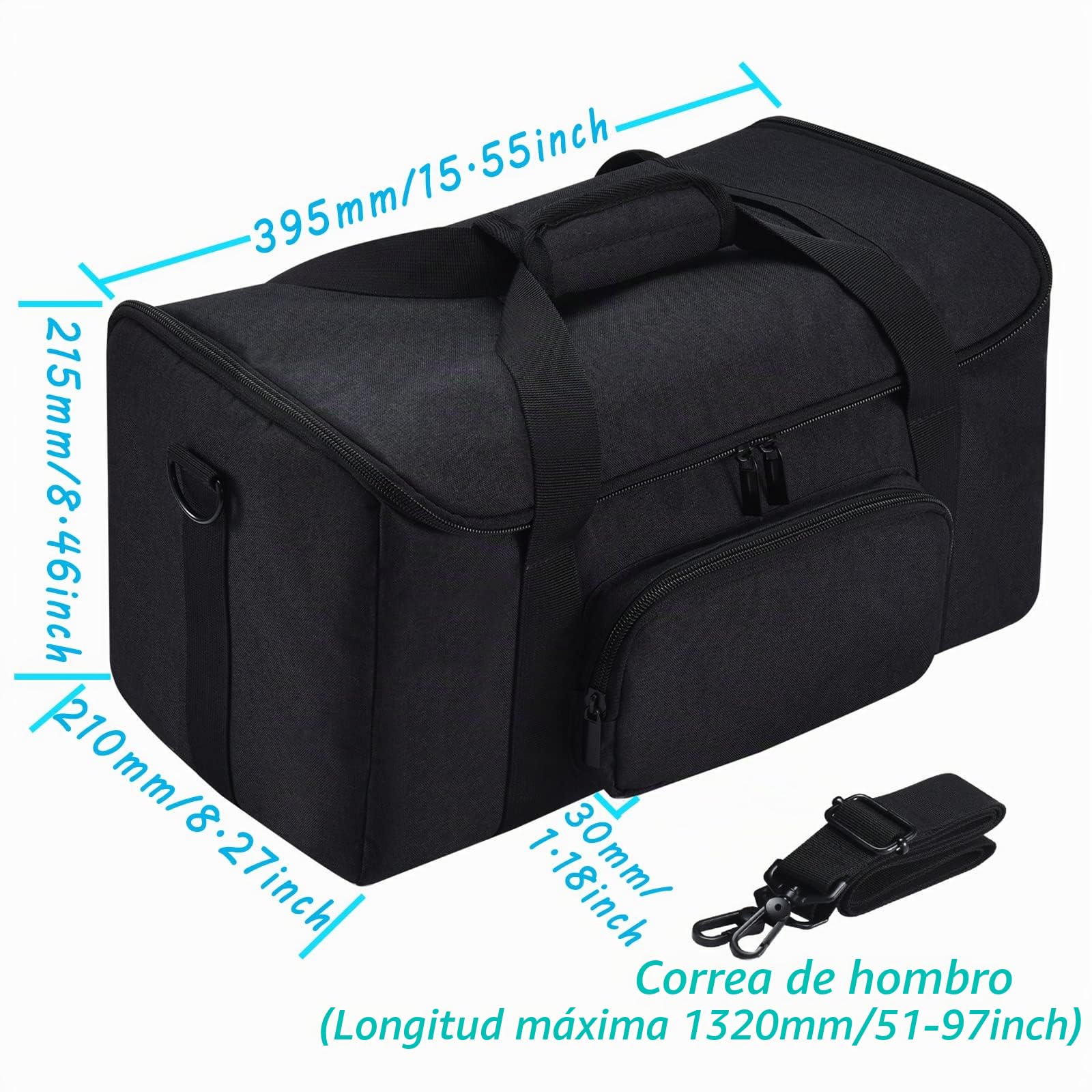 Estuche de Mano para Ultimate Ears HYPERBOOM Altavoz Bluetooth portátil, Bolsa de Hombro Resistente HYPERBOOM, Bolsillos de Almacenamiento adicionales para Accesorios de Cargador (Negro)
