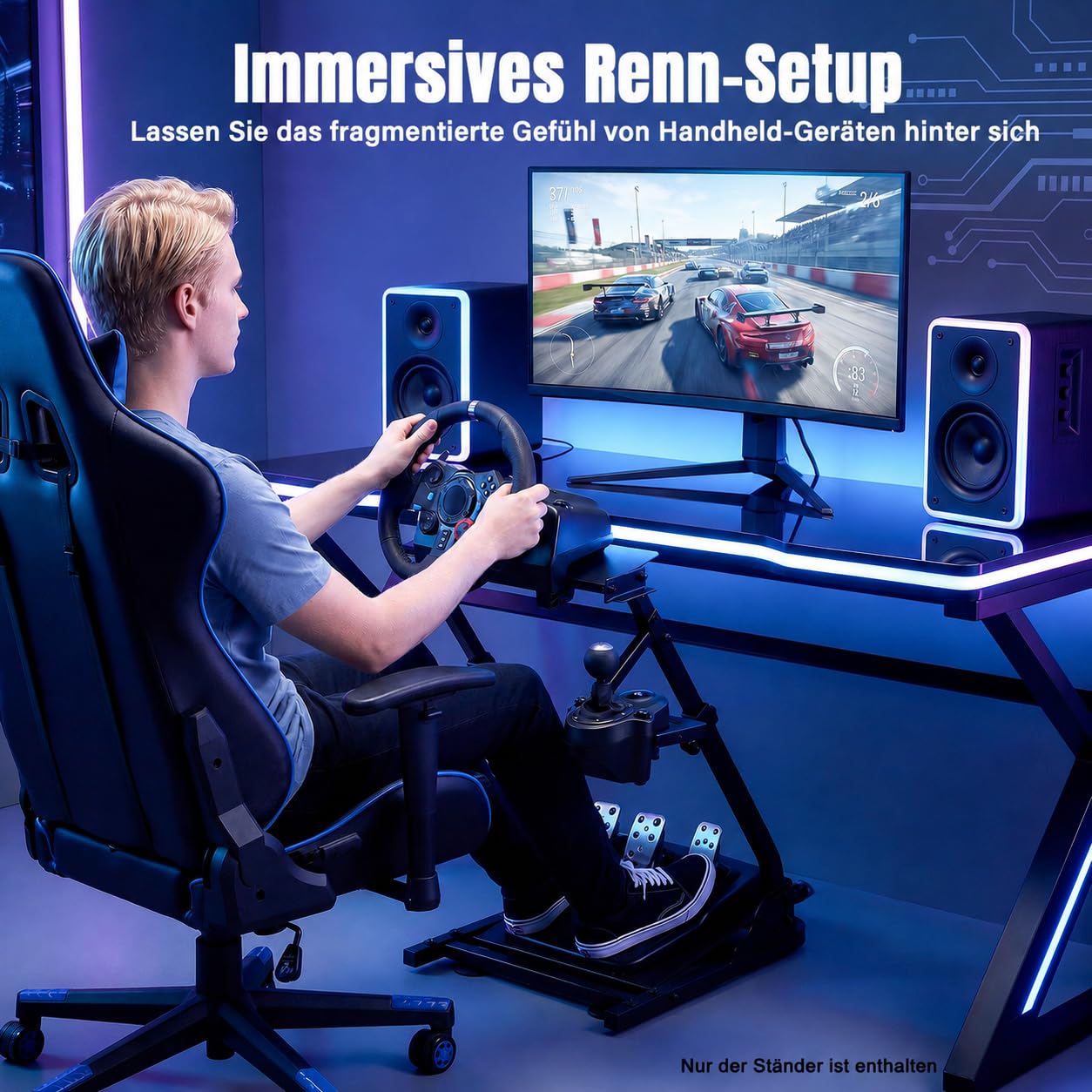 Racing Wheel Stand Lenkradständer, Lenkrad Gaming Wheel, Faltbar Spielsitz Rennsitz Racing Sitz, Höhenverstellbar (56–78 cm), Kompatibel mit den Meisten Lenkrädern, Es ist Geeignet für Spielräume