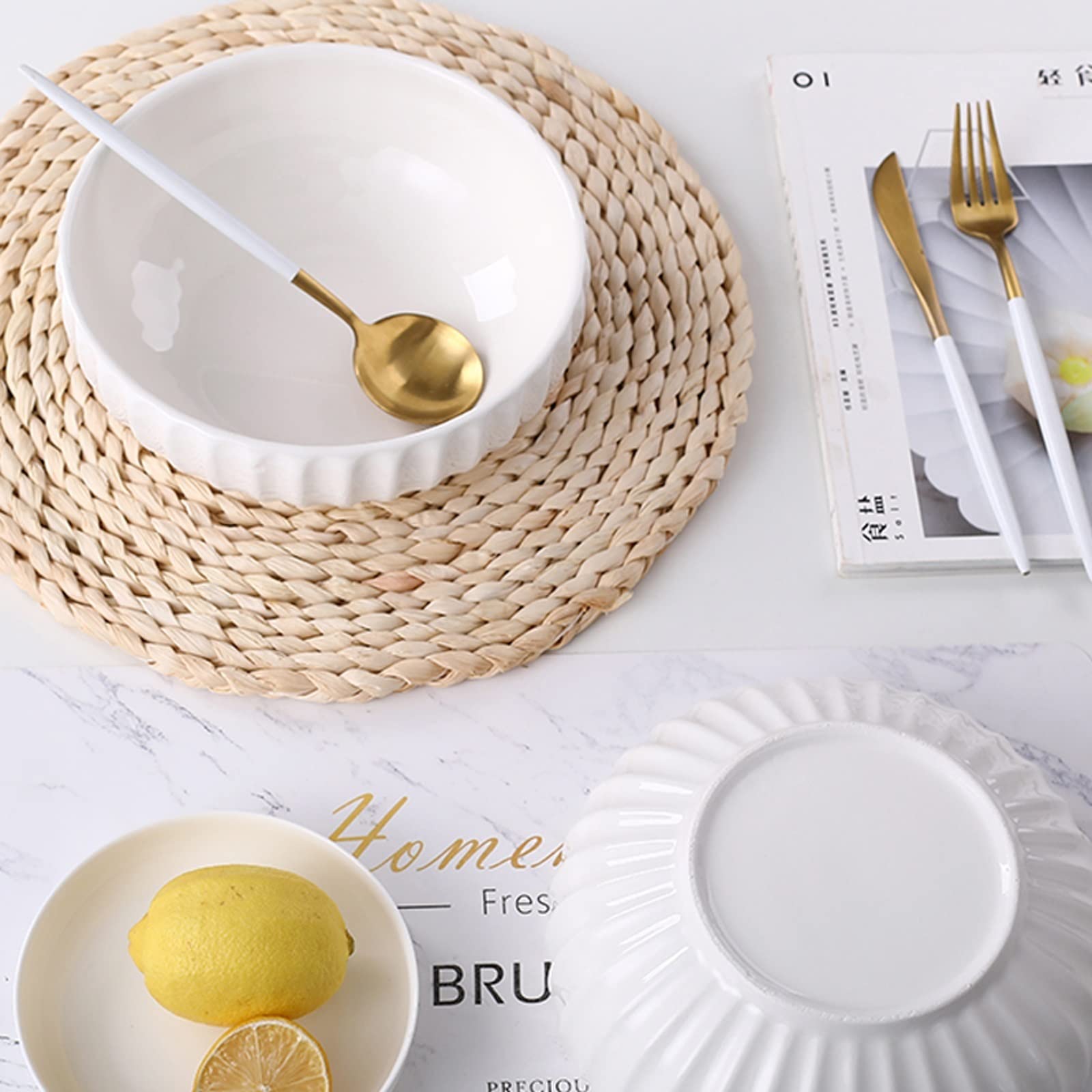 ULTRAWAVE Miski do kuchni ceramiczne miski do zupy, miski na musli, kuchenne miski porcelanowe ramen, zestaw 2 sztuk, wewnętrzne stołowe miski deserowe, salaterki