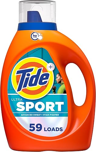 Tide Plus Febreze Sport Odor Defense HE Turbo Clean Detergente líquido para ropa, 84 onzas líquidas, 54 cargas