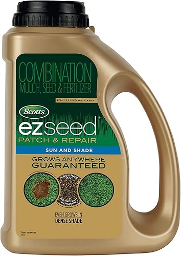 Scotts EZ Seed Patch & Repair Sun and Shade Mulch, Grass Seed, Fertilizer Combination for Bare Spots and Repair, 3.75 lb, Brown