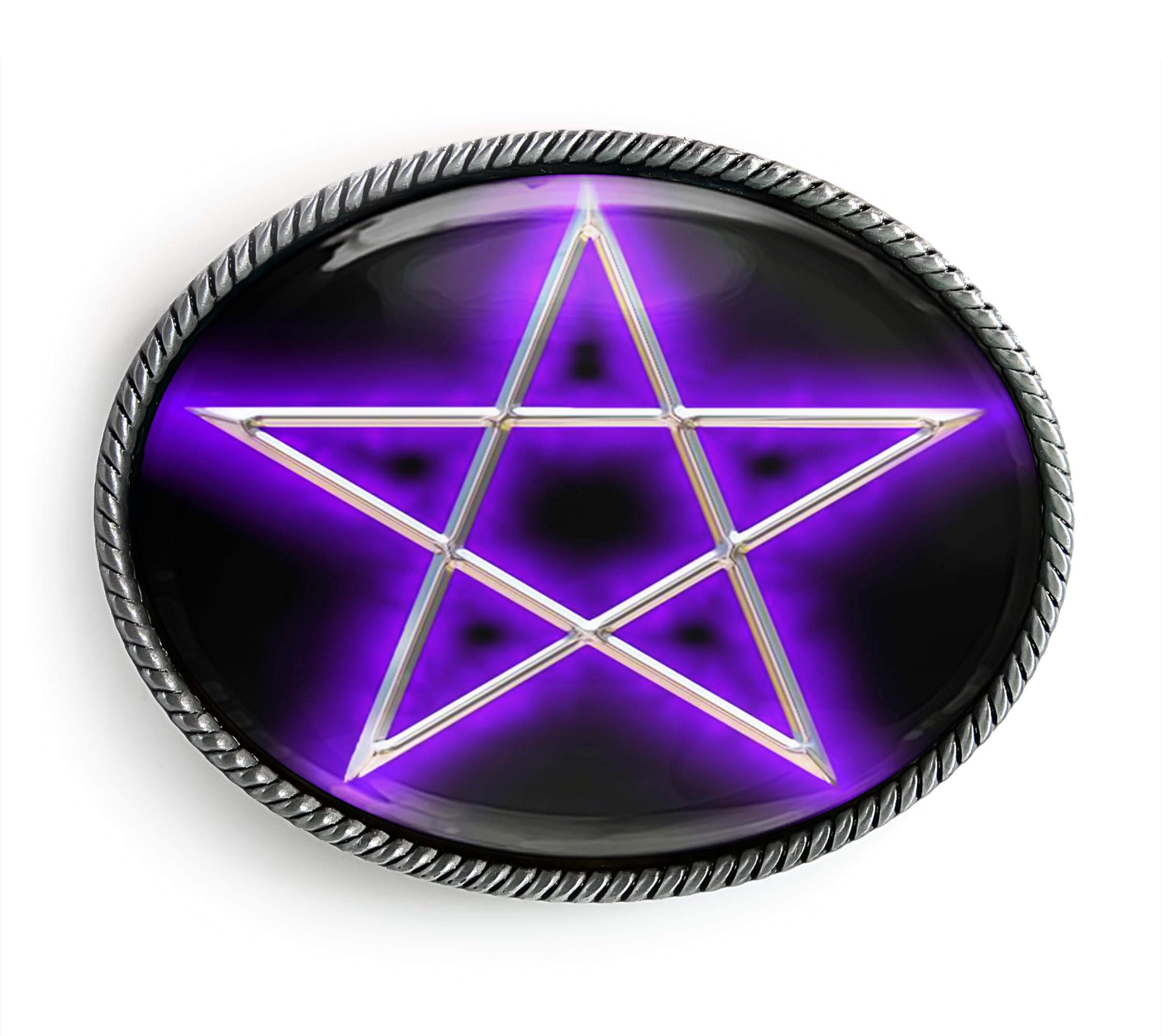 Pentagram Belt Buckle - Gothic Occult Pentacle Wiccan Artisan Buckle (Antique Silver)