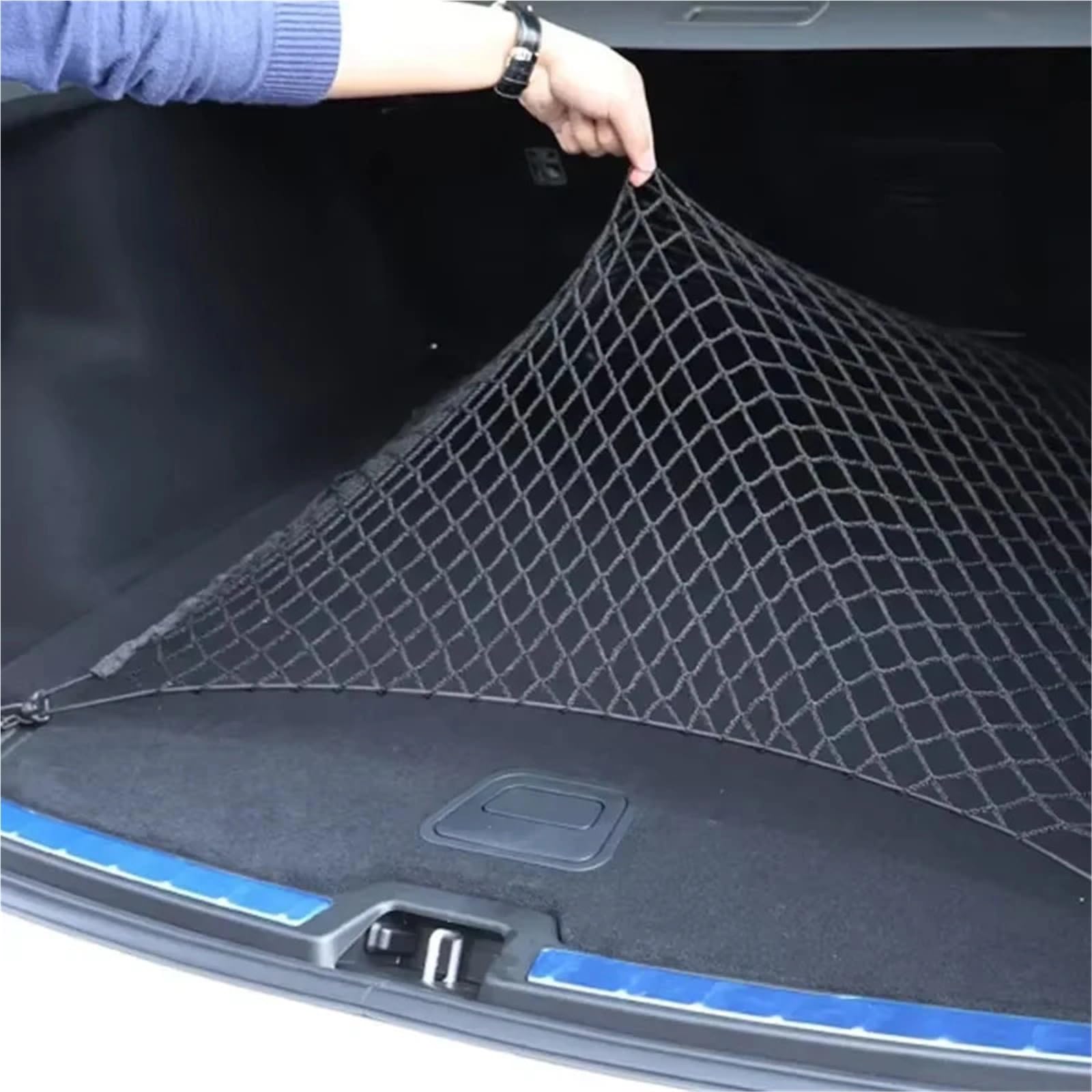 Organizzatore del bagagliaio della rete di carico posteriore in nylon | Bagagliaio dell'auto: rete di carico posteriore in rete di nylon estensibile da 4 pezzi