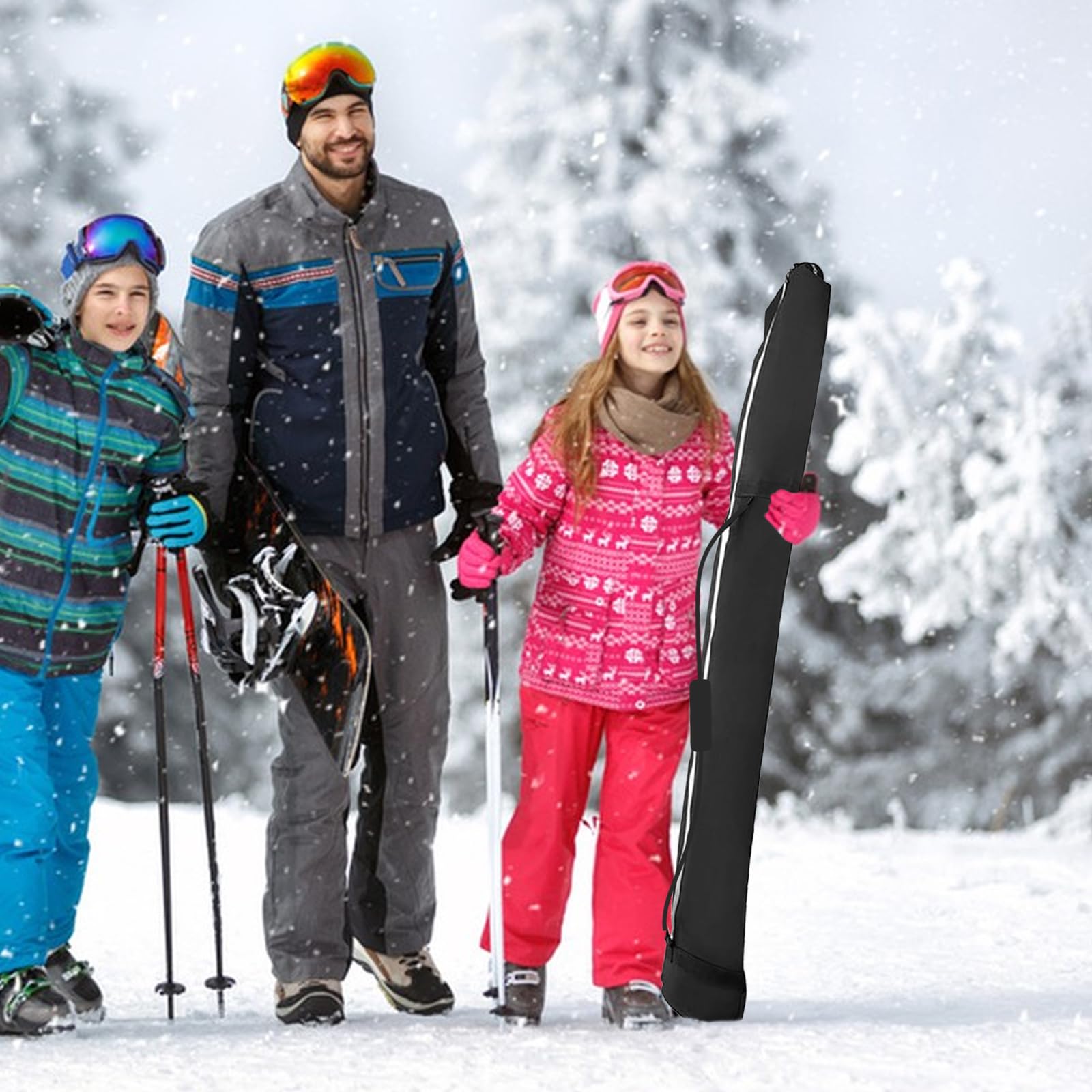 Bolsa de esquí con ruedas, funda de almacenamiento para snowboard, impermeable, tela Oxford 600D, bolsa de viaje con correas ajustables y ruedas para esquí, yoga, equipo deportivo, transporte, 200 x