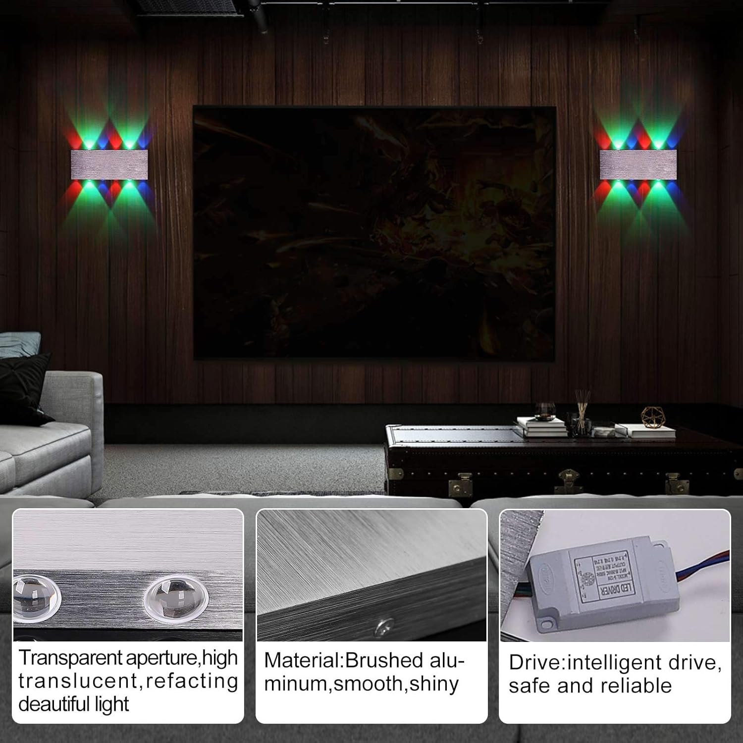 Bеѕt Dеаl Prоduсt LIGHTESS Modern LED Wall Sconce with Remote Control 24W RGB Hallway Wall Lamps Dimmable Indoor Silver Brushed Hardwired Wall Lamp for Hallway Theater Studio