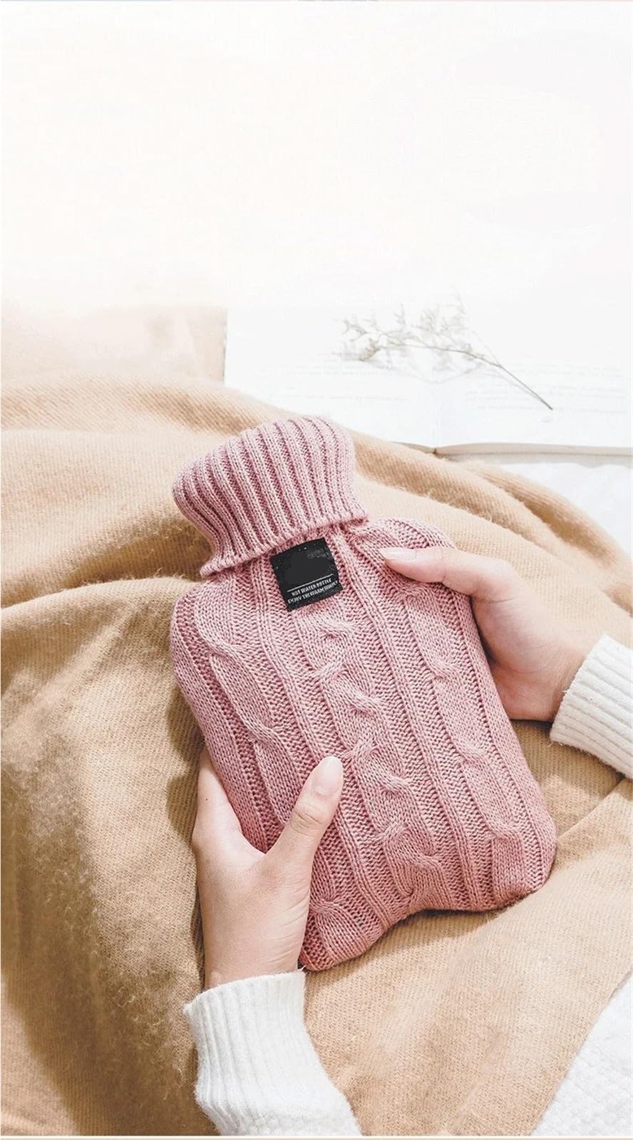 Termofor, 2 szt. Torba na gorącą wodę do napełniania wodą dla kobiet z ciepłym brzuchem(Roze,1000ml)