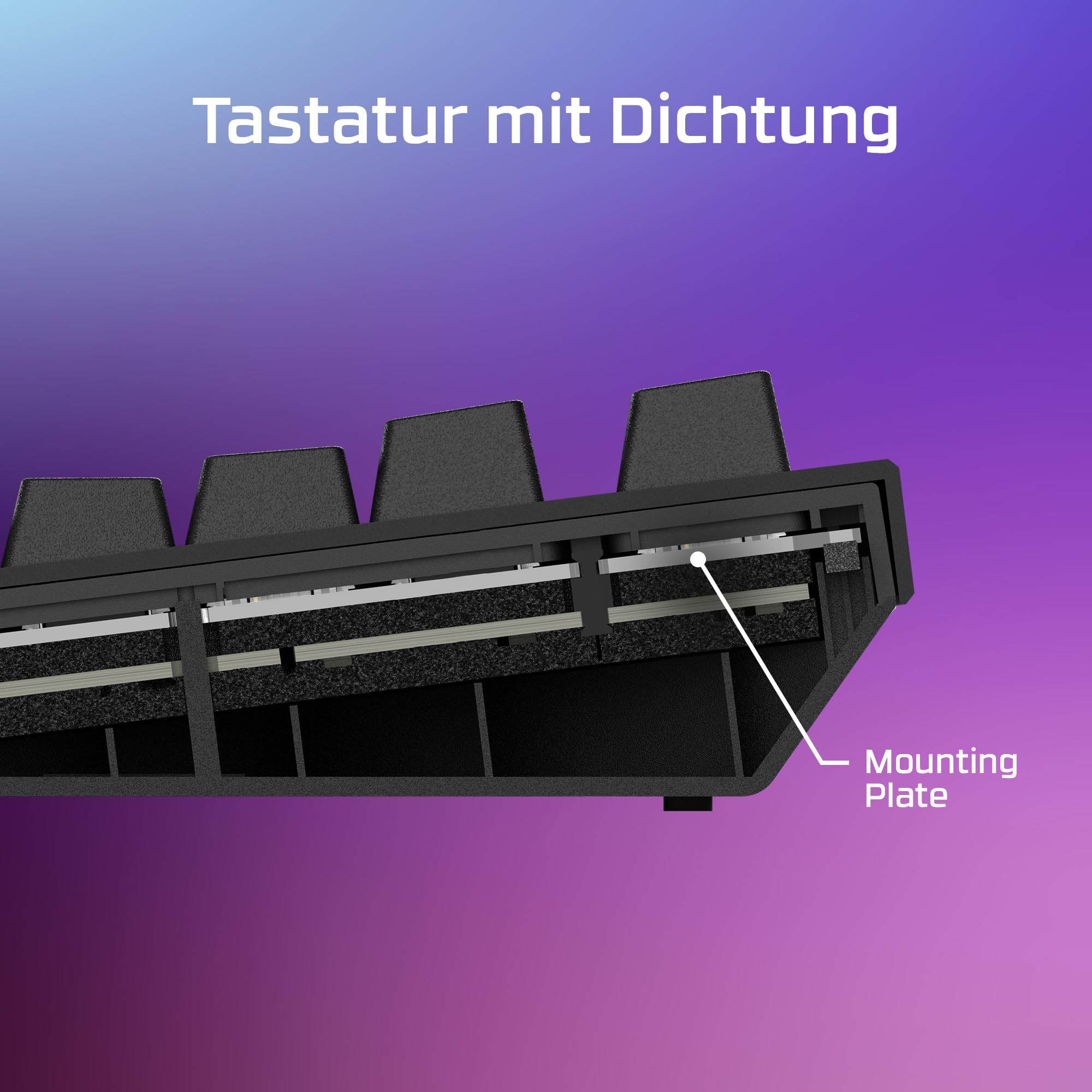 HyperX Alloy Rise 75 - Hot-Swappable Mechanical Gaming Keyboard, PC, Ambient Light Sensor, Gasket Mounted, Linear Switches (deutsches Layout QWERTZ)
