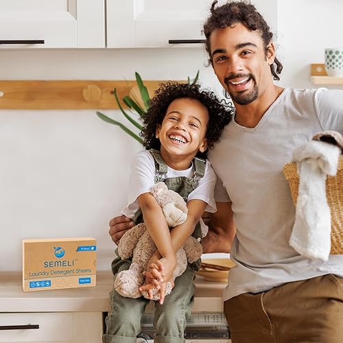 Miniatura 5 de Hojas de detergente para ropa (aroma a lino fresco), 60 hojas, ecológicas, biodegradables, fórmula sin líquido, sin plástico, ideal para el hogar,