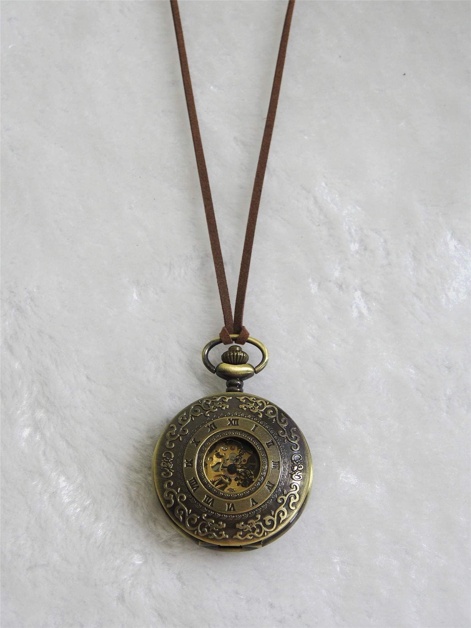 SEWOR Vintage mecánica Mano Viento Reloj de Bolsillo Luminosa Esfera Lupa de Cristal