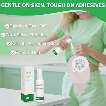 Adhesive Remover Spray,No Sting Medical Adhesive Remover for Skin,Ideal for Ostomy Patients, Sensitive Skin and Bandage Removal, Alcohol Free,1oz/ 30ml