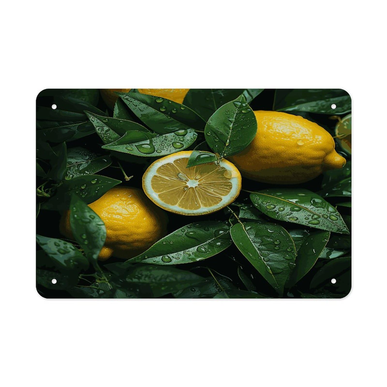 Fekiloot Style Fresh Lemon Metal Signs Wall Art Tin Sign