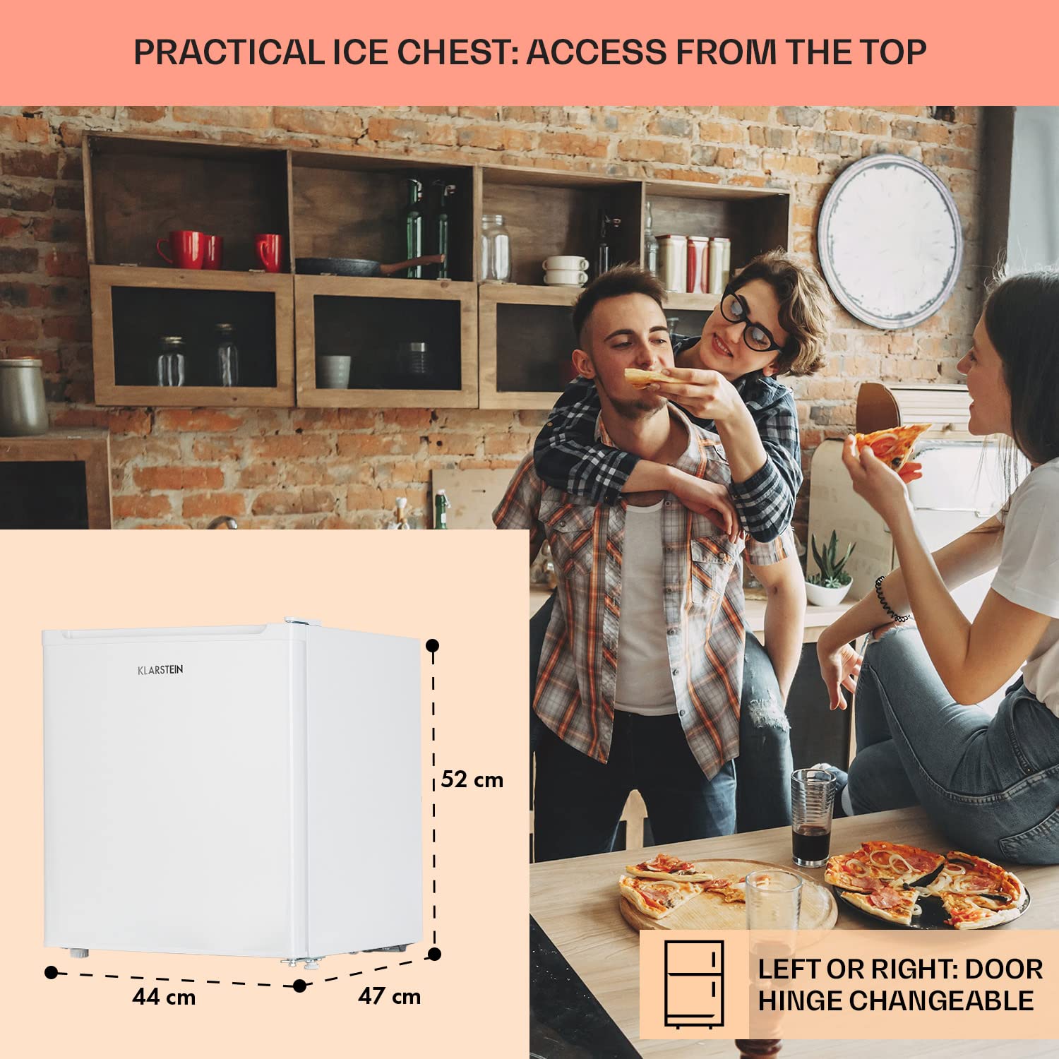 Klarstein Free Standing Freezer Fridge, Compact Mini Freezer for Bedrooms, Home & Office, 33L Table Top, Energy Efficient with Shelf, Mini Ice Cube Maker & Scraper — view 4