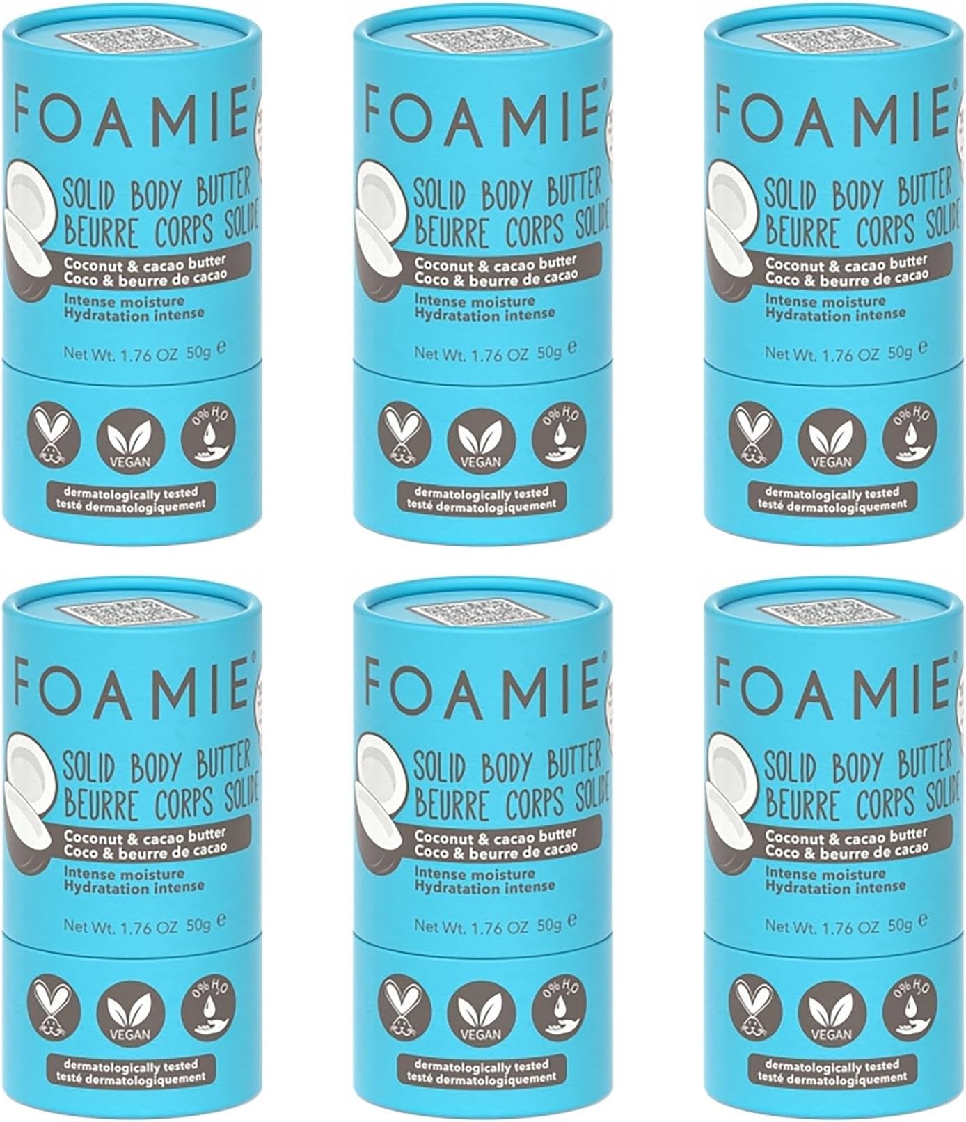 FOAMIE Solid Body Butter Intense Moisture Coconut & Cacao Butter - 6 x 50g