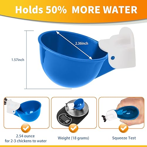 Miniatura 6 de Paquete de 12 tazas de agua para pollo, cuenco alimentador automático de llenado, sistema de riego por gravedad para aves de corral, dispensador de