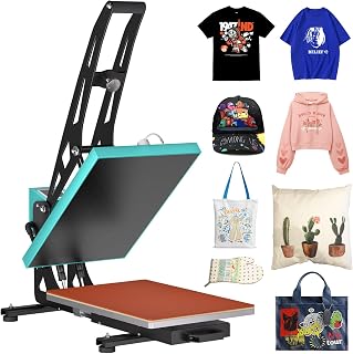 16x24 Semi-Auto Magnetic Heat Press, Positioning Light, 2000W Clamshell Design with Slide-Out Base for T-Shirts, Sublimation, Vinyl, HTV, Hats & More (Green, 16x24 Semi-Auto Magnetic Heat Press)
