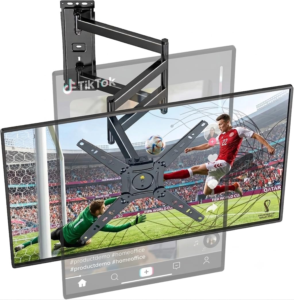 FORGING MOUNT Soporte TV Pared, Brazo Largo de 1035mm para TVs de 17-50 Pulgadas, Soporte Pared TV Articulado Inclinable y Giratorio con 180° Rotación, hasta 30 kg, MAX VESA 300x300mm