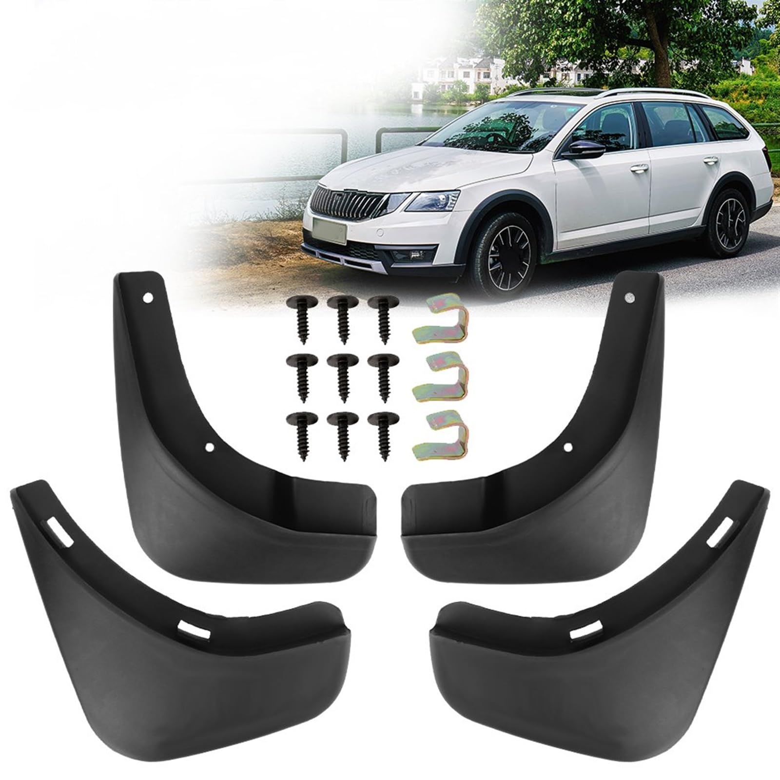 EKEGUY Bavettes Garde-Boue Pour Skoda Pour Octavia A5 2005-2013 Garde-Boue De Voiture Garde-Boue Ensemble Pièces Avant Arrière Garde-Boue Accessoires Automobiles Bavette Voiture