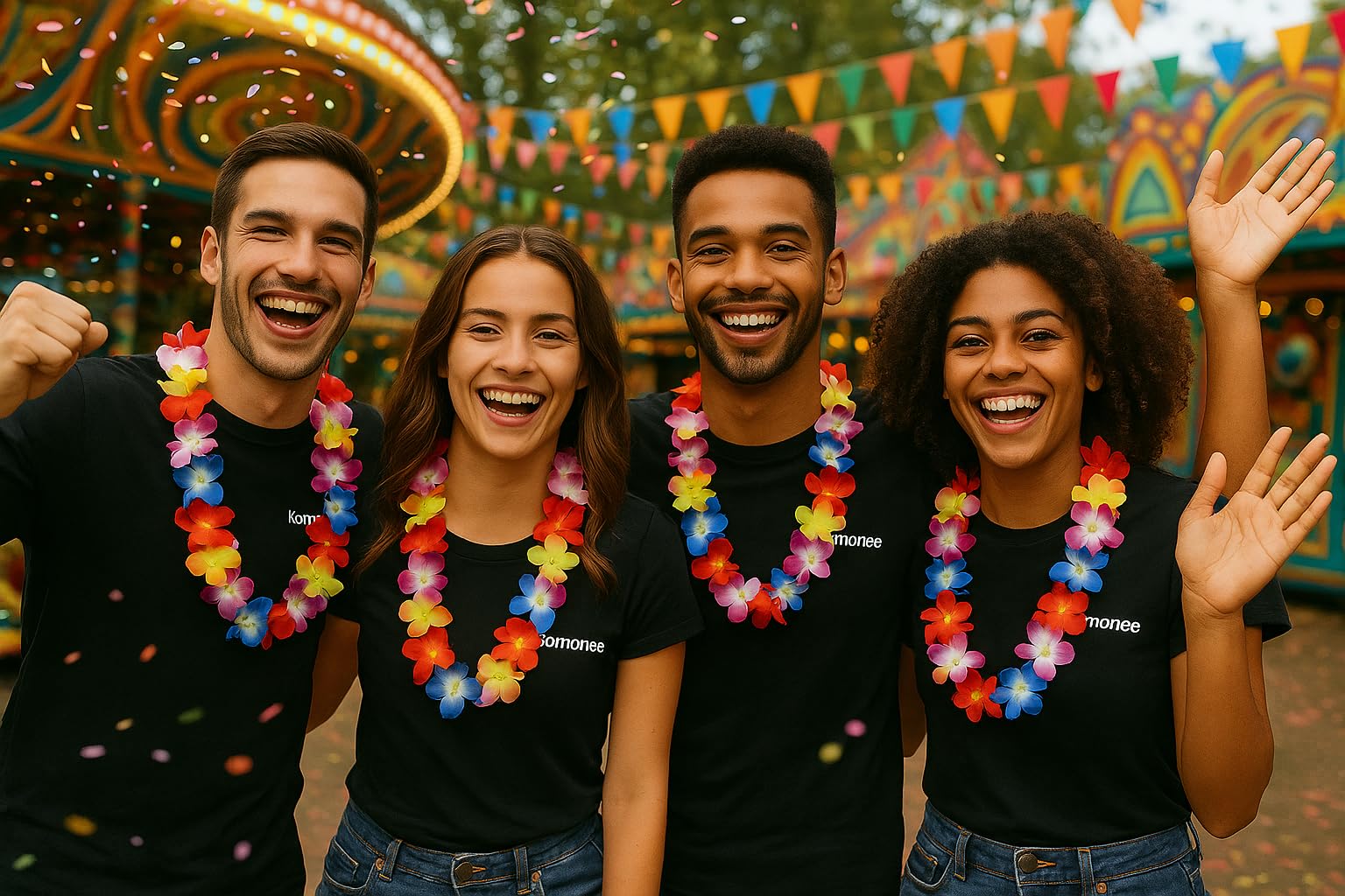 5 x Hawaii Rainbow Colourful Hawaiian Party Floral Flowers Necklace Hula Lei Garland 110cm, Multicoloured - Image 3