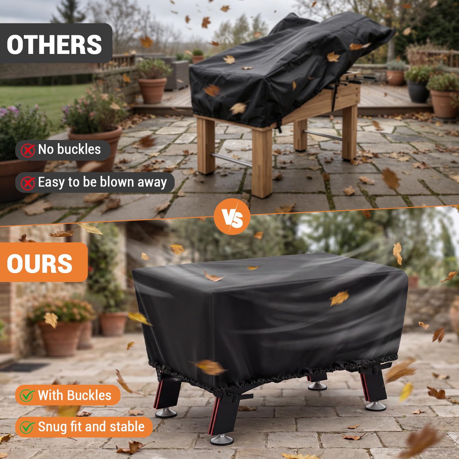 Onlyme – Housse de table de babyfoot imperméable pour adultes, résistante à la poussière, rectangulaire, noire, 145 x 115 x 72 cm