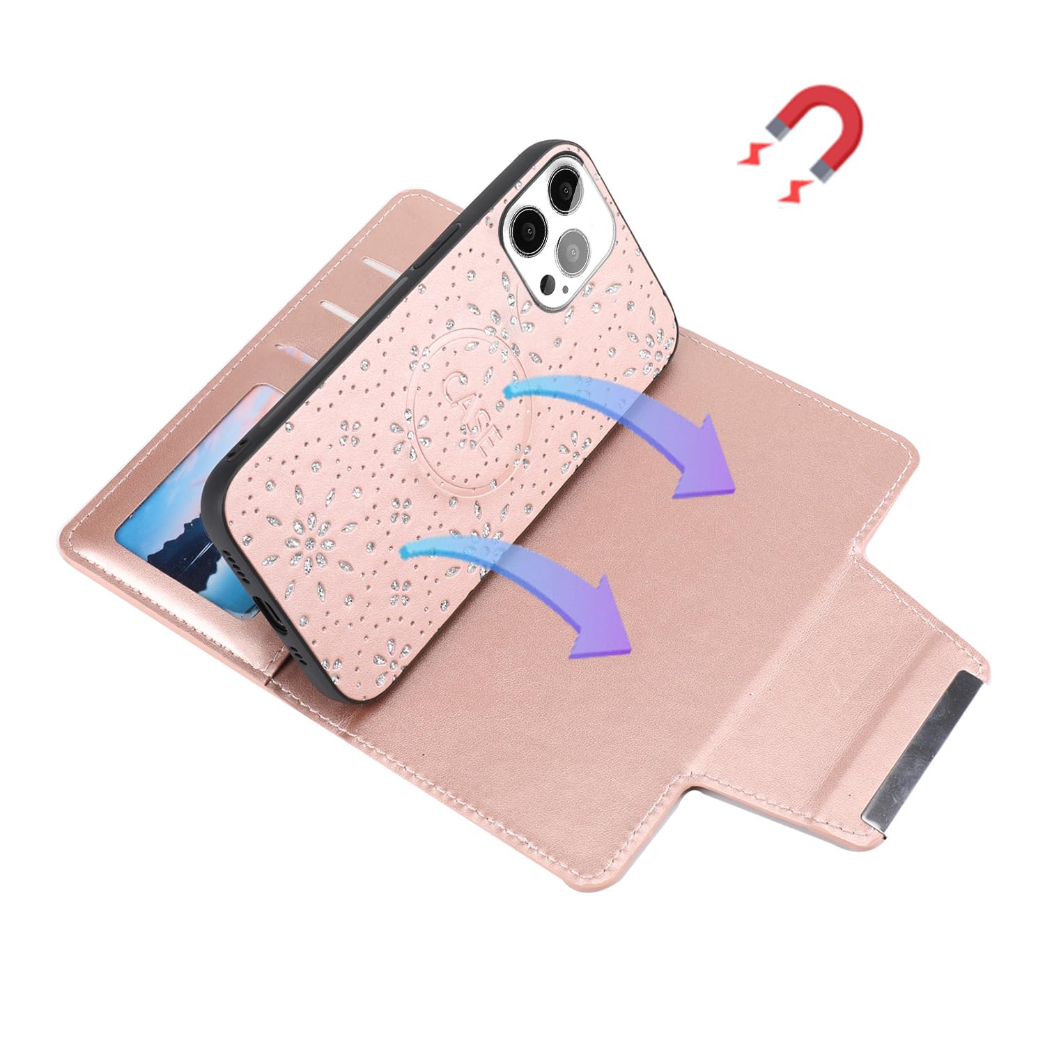 Apple iPhone 14 Pro - Custodia Portafoglio in Pelle Vintage (Chiusura