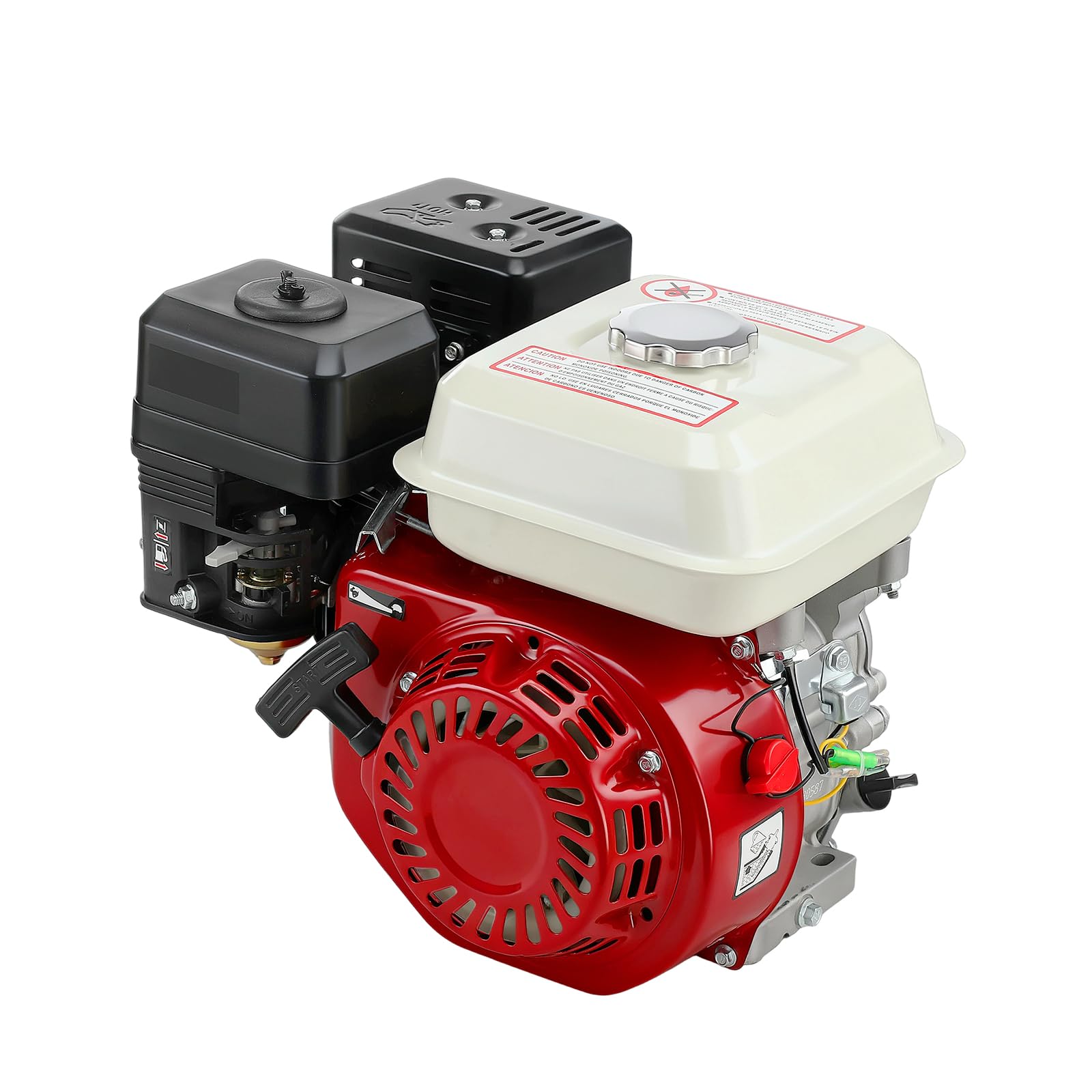 7 PS Benzinmotor Standmotor Kartmotor Antriebsmotor mit 20 mm Ø Welle, Ölmangelsicherung, 4-Takt, 1 Zylinder Benzin Motor, 212 ccm Hubraum, luftgekühlt, Seilzugstart