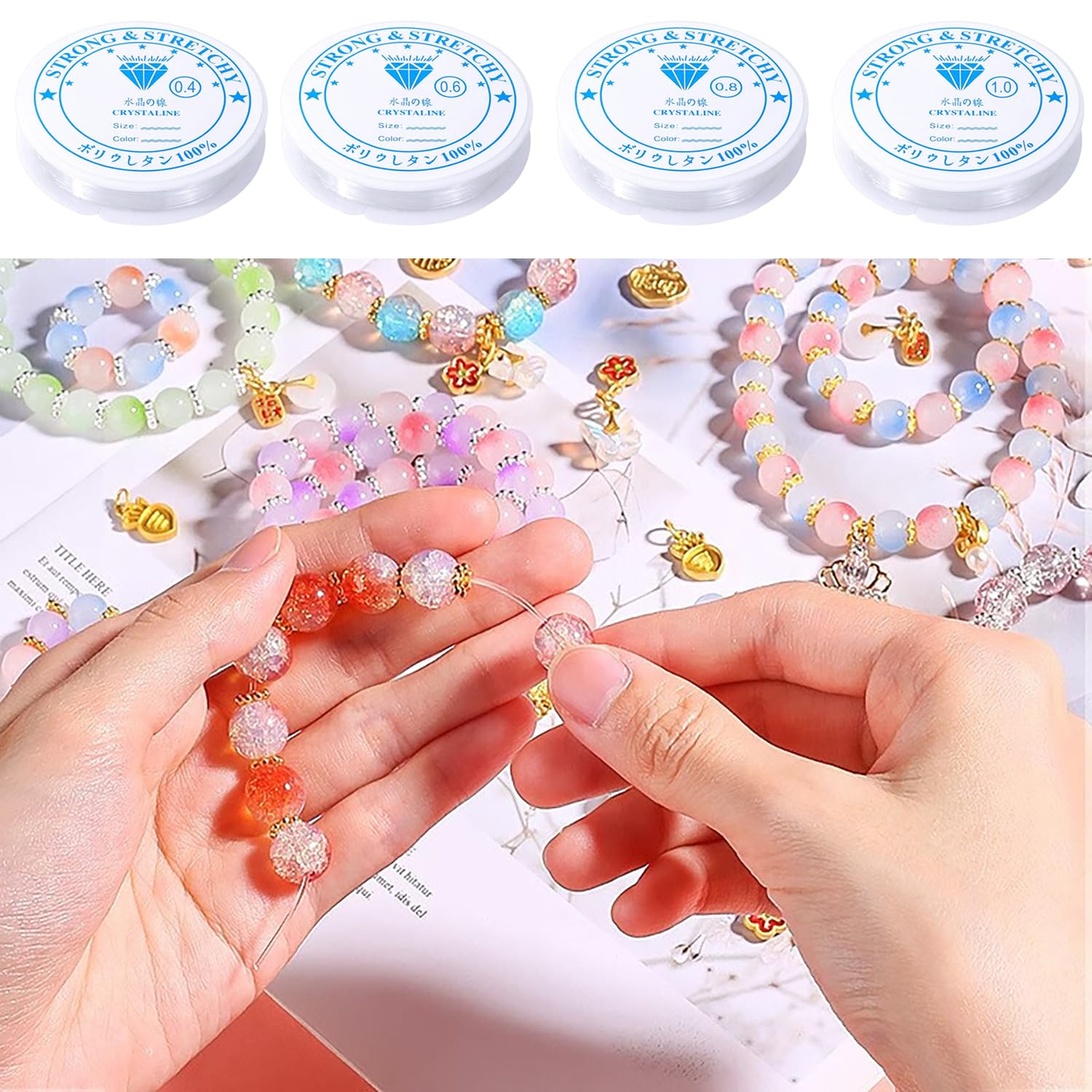 Filo Elastico Per Braccialetti Trasparente - Set 4 Spessori Per DIY E Perline - Foto 8