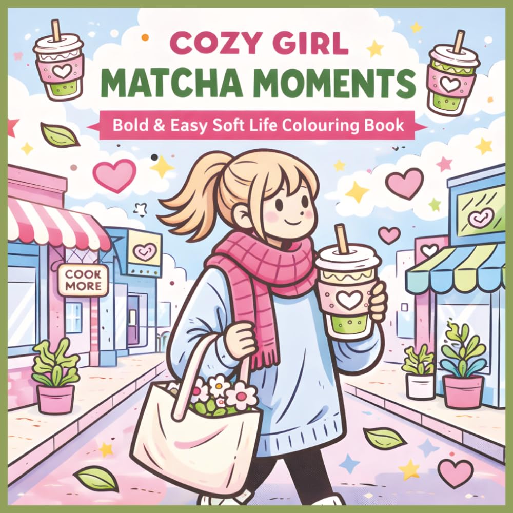 Cozy Girl Matcha Moments: Bold & Easy Soft Life Colouring Book | Relaxing Cozy Café & Matcha Aesthetic Pages for Stress Relief