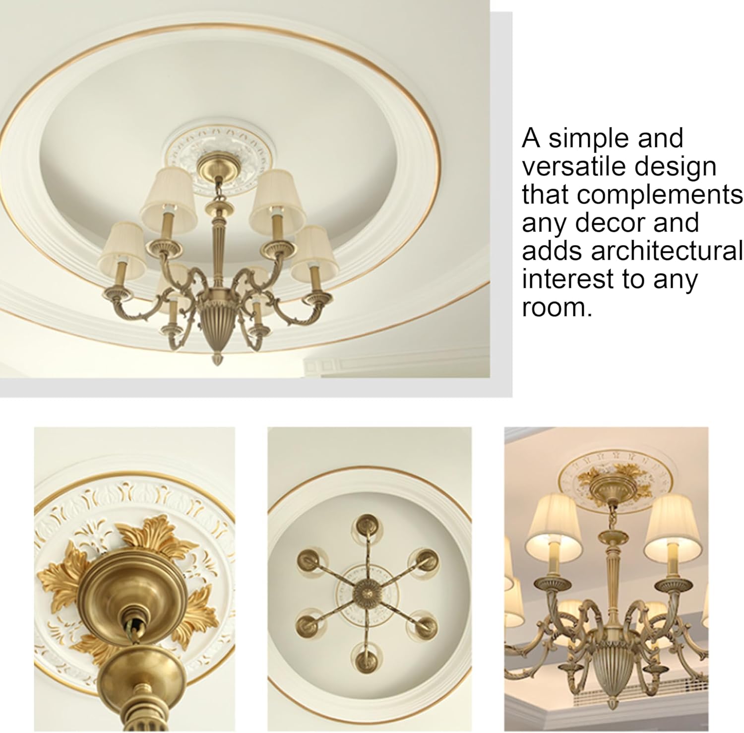 PU Decorative Ceiling Medallion for Light Fixtures and Ceiling Fans: PU Ceiling Medallion Decorative Round Chandelier Medallion Lighting Ceiling Medallion Ring Trim (A4)