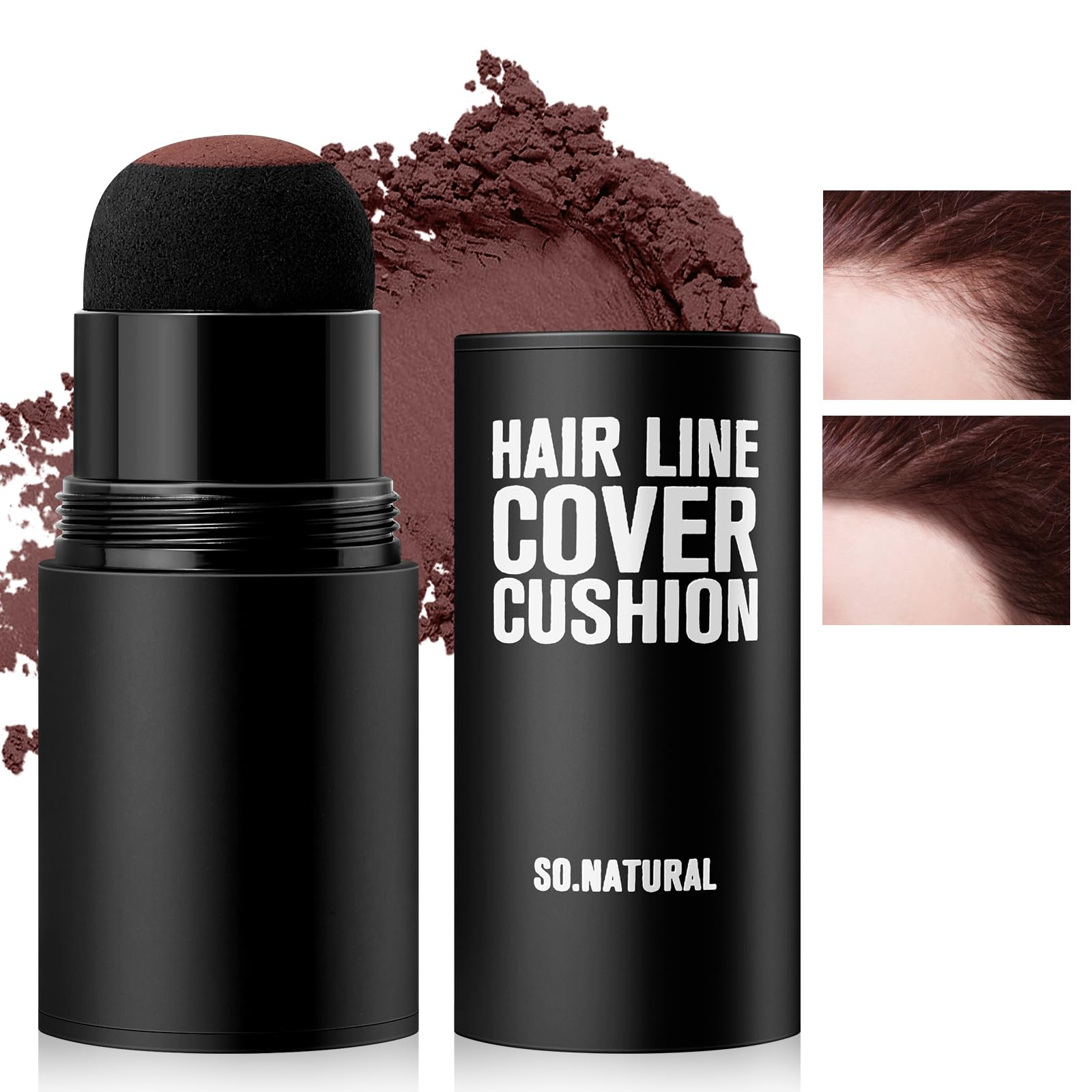 Boobeen Hairline Shadow Stick Hair Root Concealer Touch Up Powder With Sponge Instant Cover Up For Thinning Grey