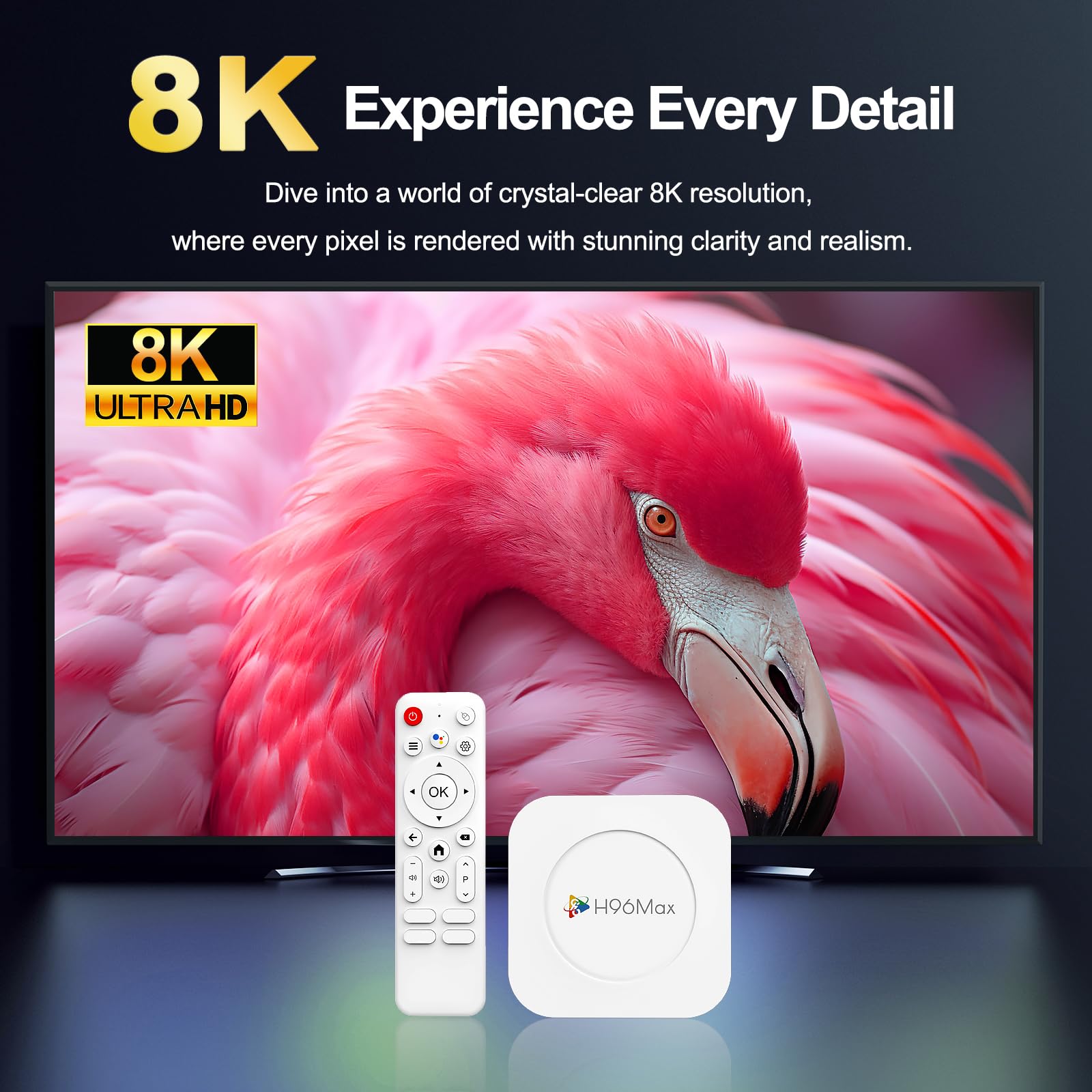 H96Max M1 Plus Android 14.0 TV Box 2GB RAM 16GB ROM Mali-450 RK3528 Quad Core Arm Cortex A53 Support 2.4G/5G WiFi BT5.4 Smart TV Box - Model No.: H96Max M1 2GB 16GB