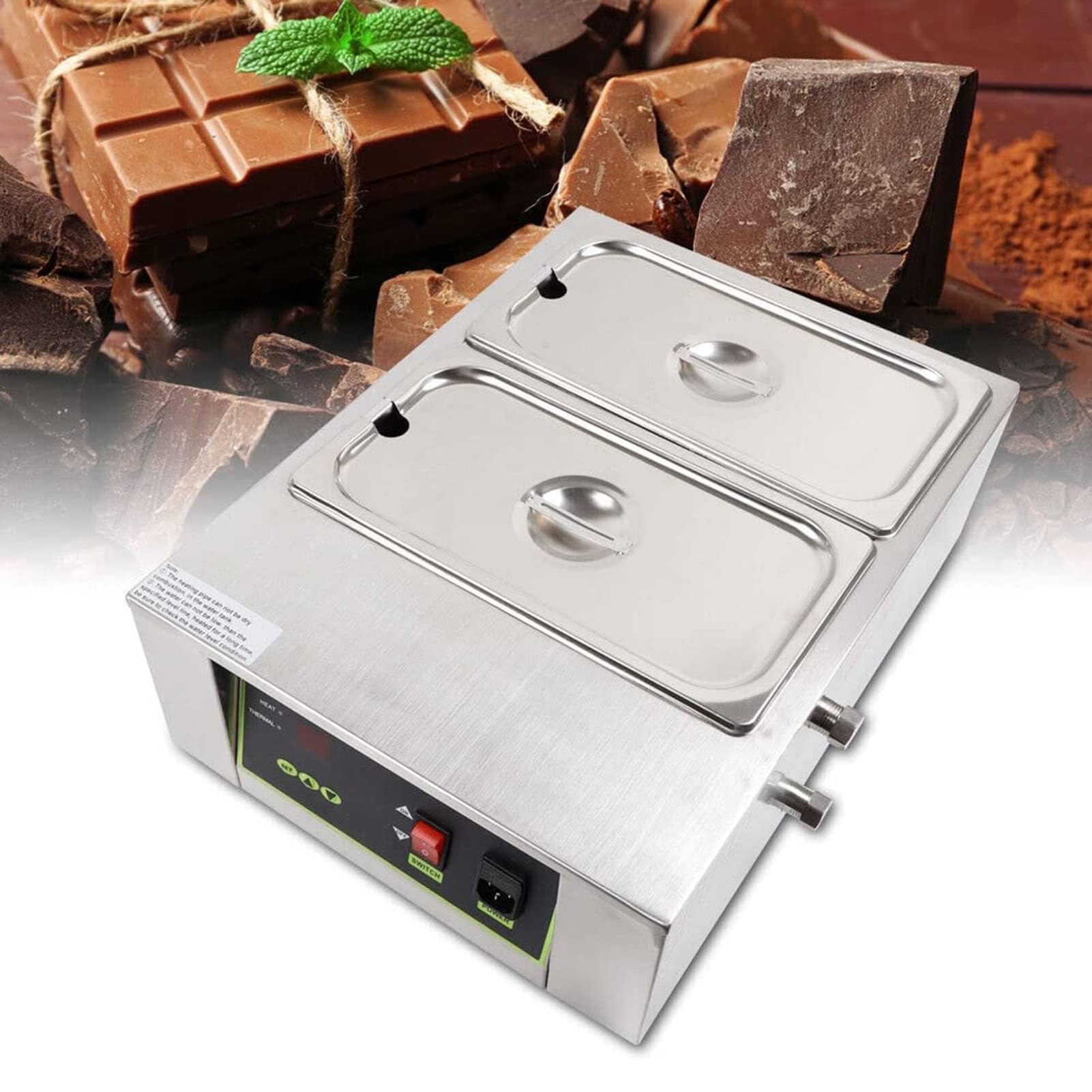 COYEUX Riscaldatore Elettrico per Cioccolato da 1500 W, Macchina per Il Cioccolato con 2 pentole, Temperatura Regolabile 30-85 ℃ o Formaggio al Cioccolato Fai da Te per la casa