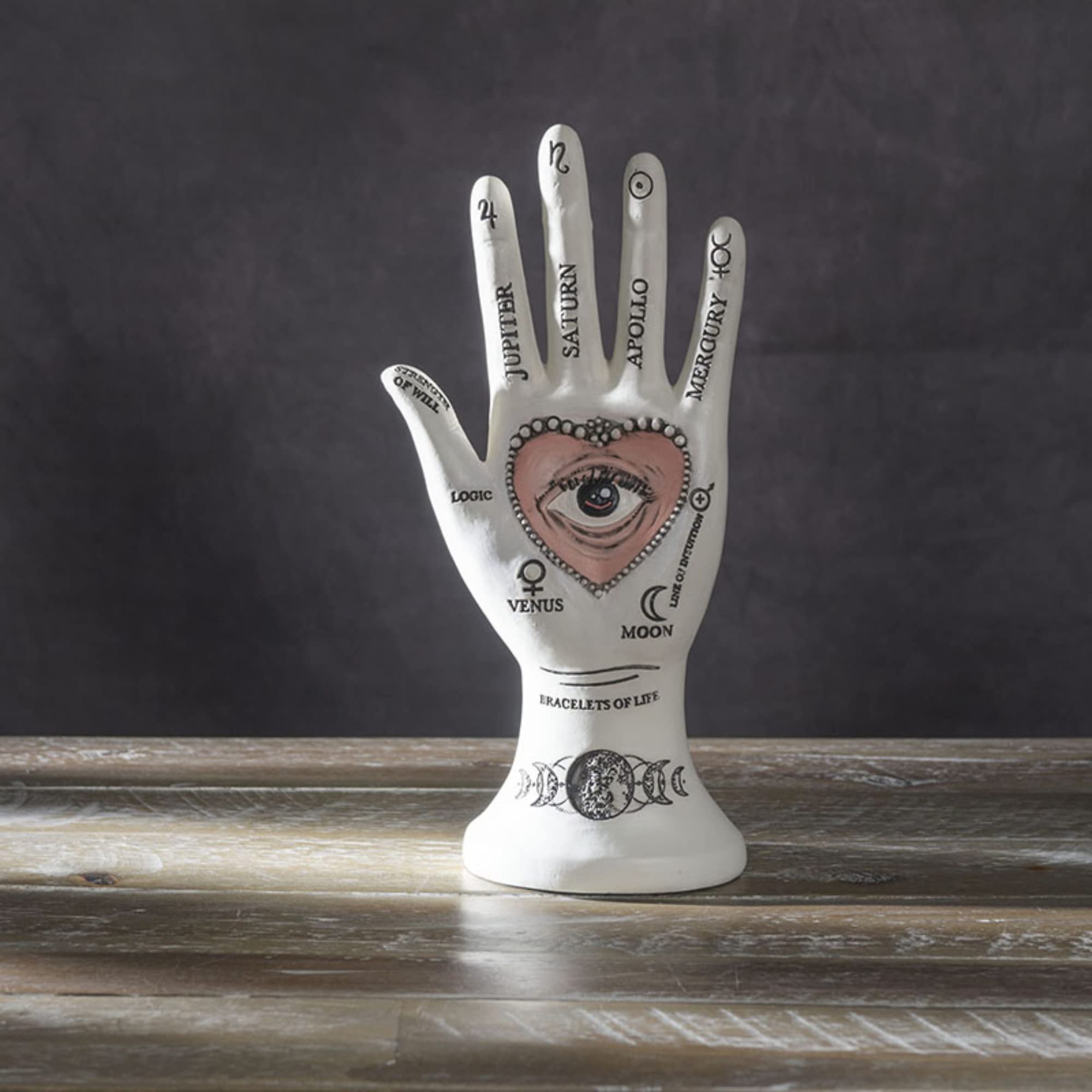 Pacific Giftware Estatua de mano de Palmistry y soporte para joyas, 4.33 pulgadas x 2.56 pulgadas x 8.86 pulgadas