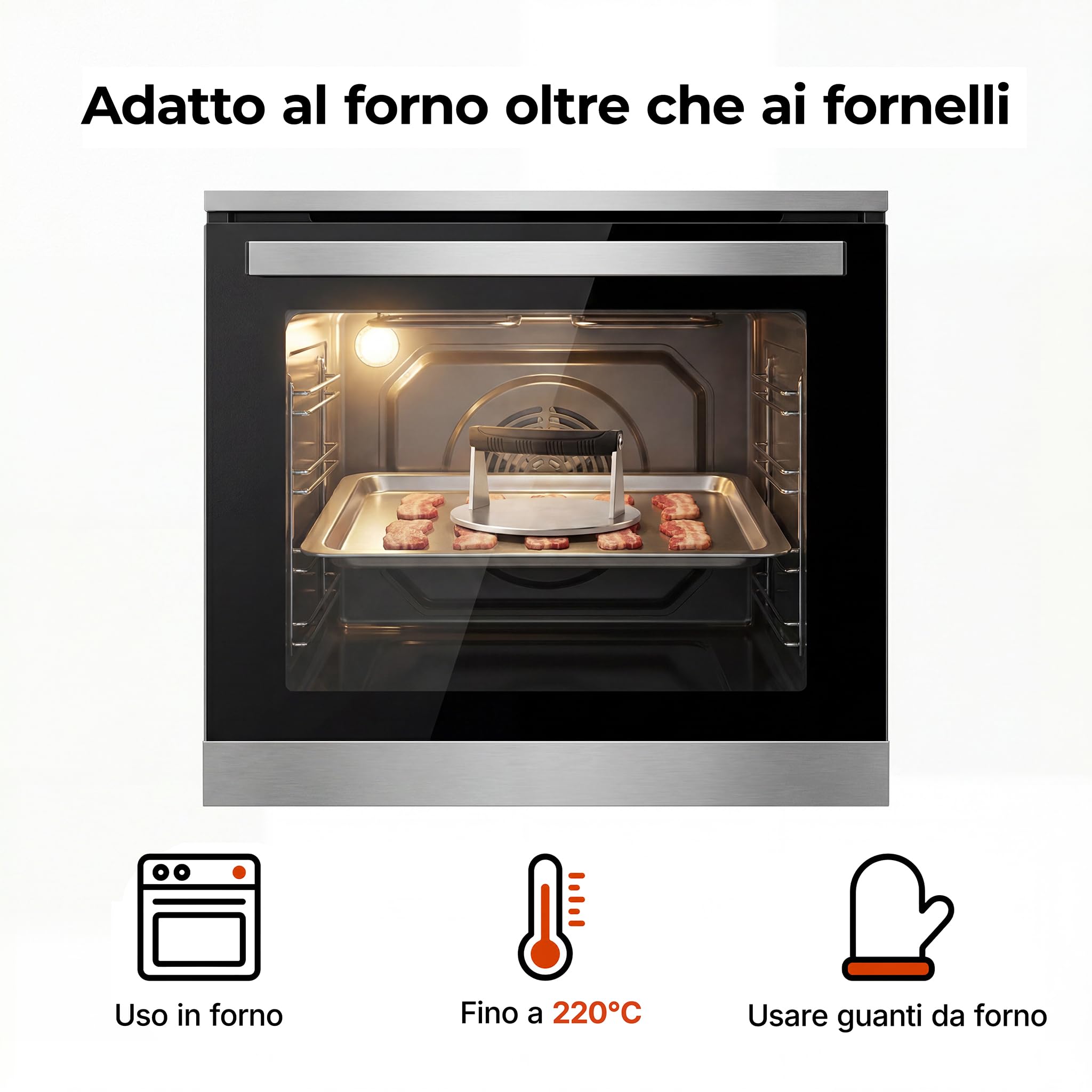 Spremiagrumi Smash, 1,47 kg, in acciaio inox 304, peso piatto da 20,5 cm, per hamburger, pancetta, bistecca e panini, lavabile in lavastoviglie, resistente al calore