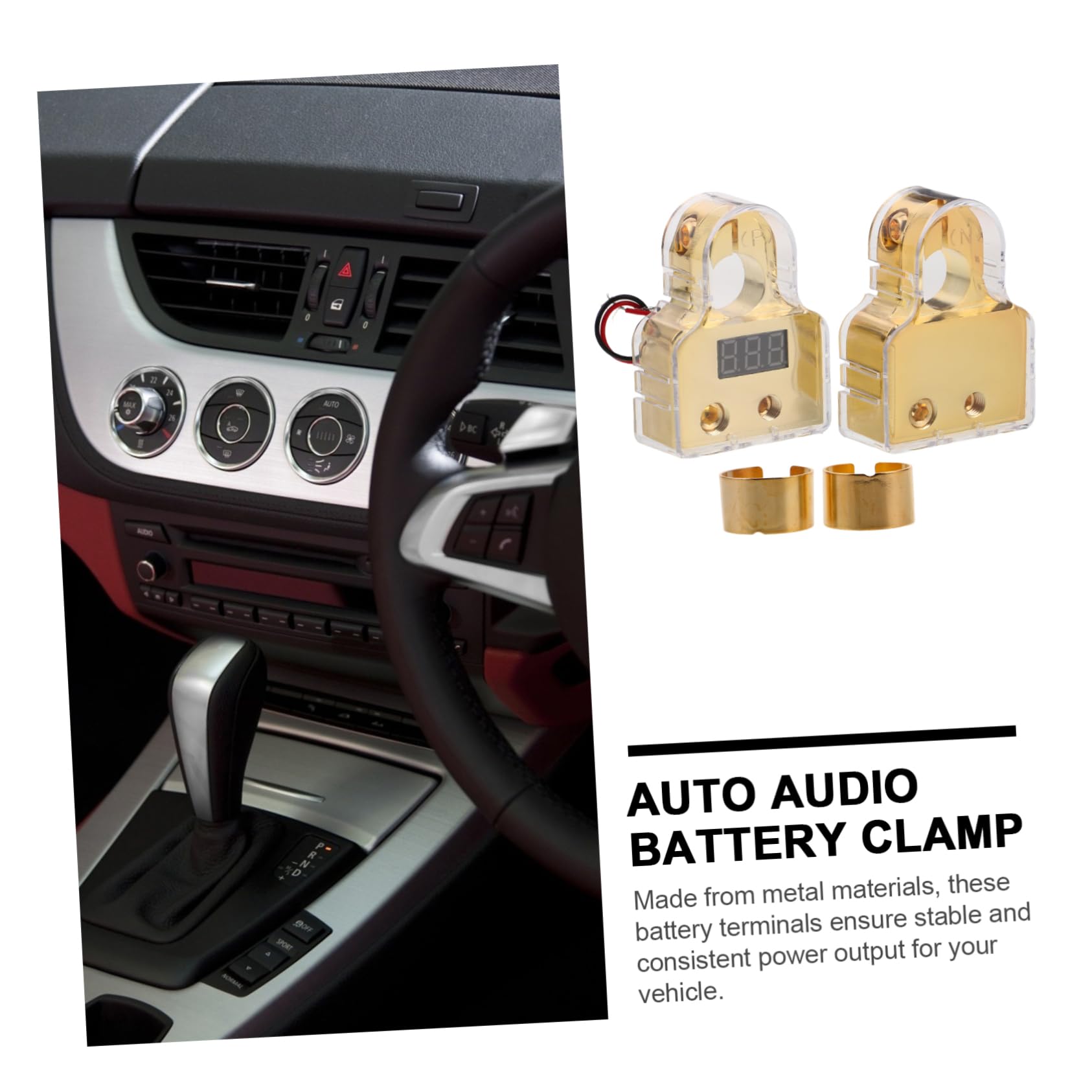 Ciieeo Kit de Connecteurs de Borne de Batterie pour Voiture, Alliage de Zinc, Affichage Intégré, Installation Facile, pour Modifications Audio Auto