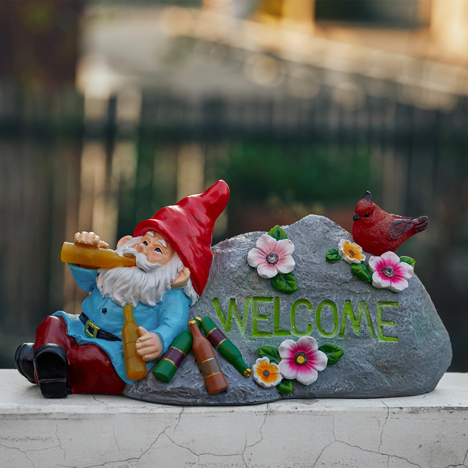 Estatua de gnomo borracho con bienvenida, estatua de resina de 11.8 pulgadas para el día del padre, Navidad, Acción de Gracias, regalos de limpieza de casa, decoraciones de gnomo para patio