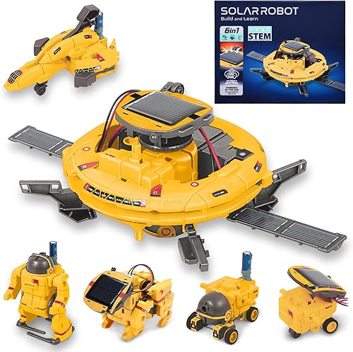 Kits de ciencia para niños de 8 a 12 años, kit de robot solar espacial 6 en 1, proyectos STEM, construye tu propio robot con panel solar y energía