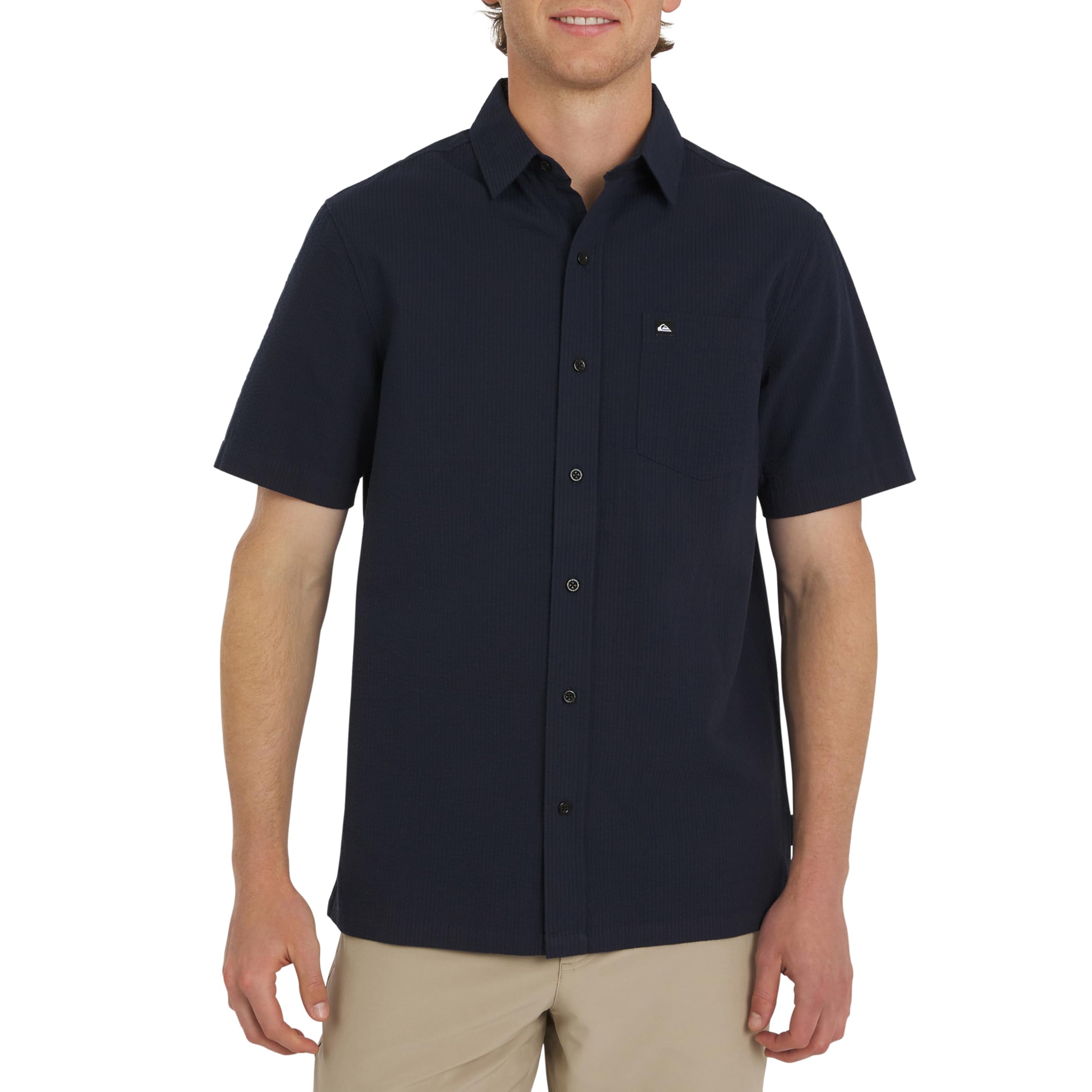 Quiksilver Premium Cotton Short Sleeve Button Down Seersucker Shirt Homme