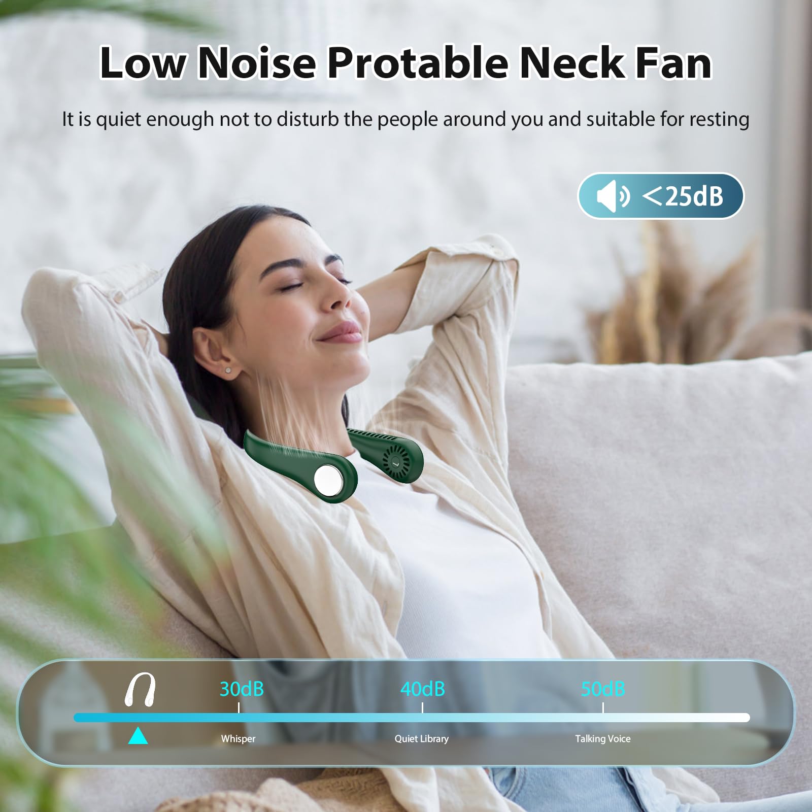 Neck Fan, Portable Neck Fan Hands Free Bladeless Mini Fan with 360°Cooling Airflow - Image 2