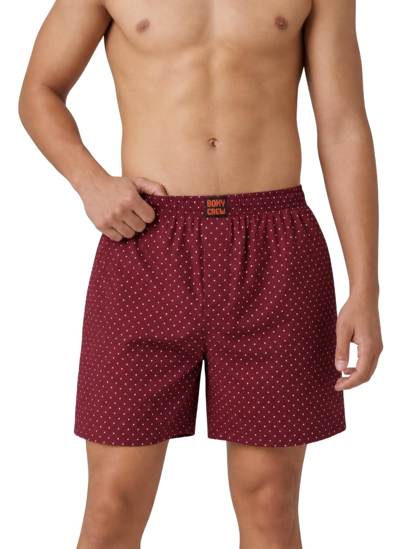 Men's Printed 100% Cotton Boxer Shorts | No-Mark Soft Elastic Waistband | Regular Comfort Fit with Dual Side Pockets & Button Fly | Red-picture-51