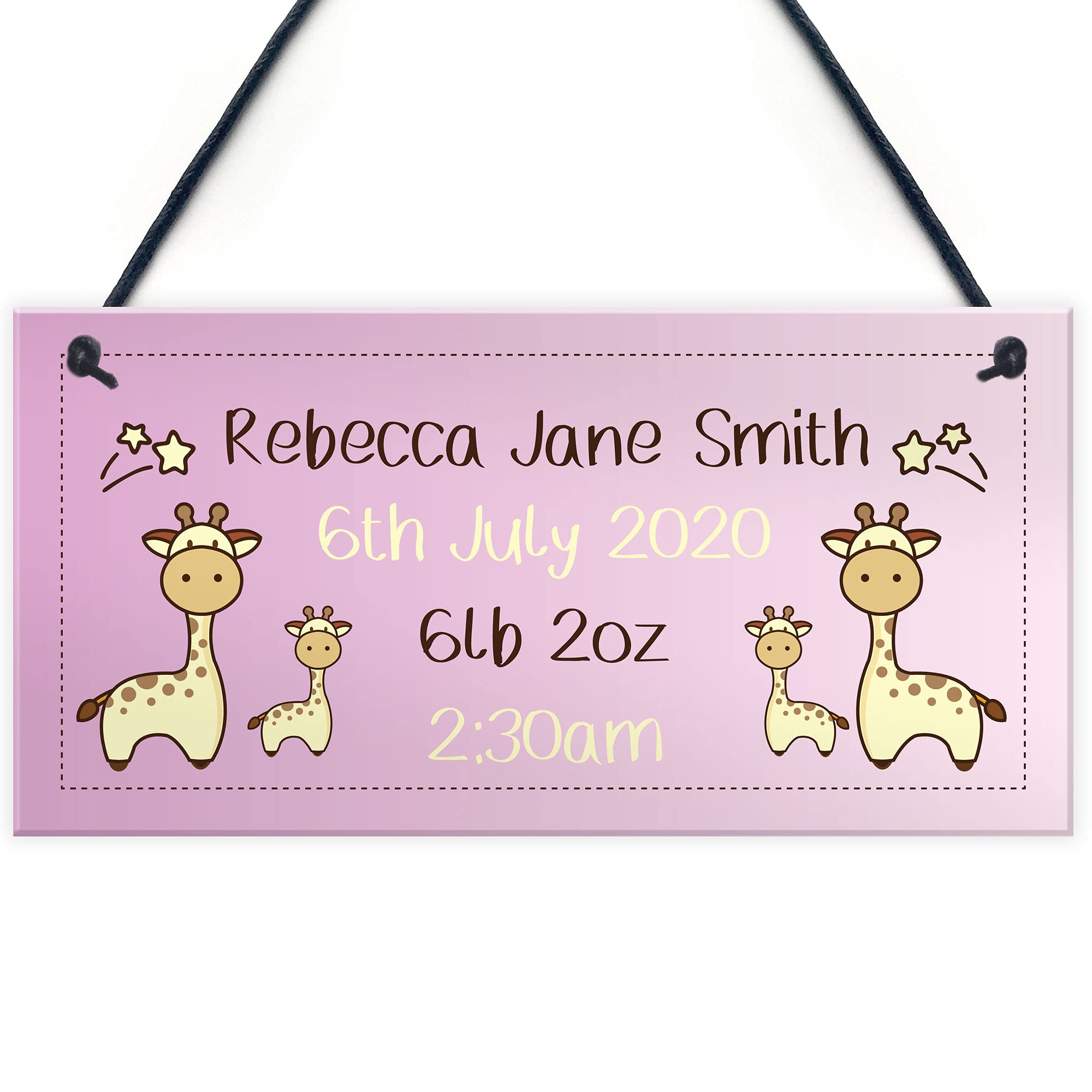 Baby Girl Nursery Sign Birth Details PERSONALISED Newborn Baby Gift Keepsake