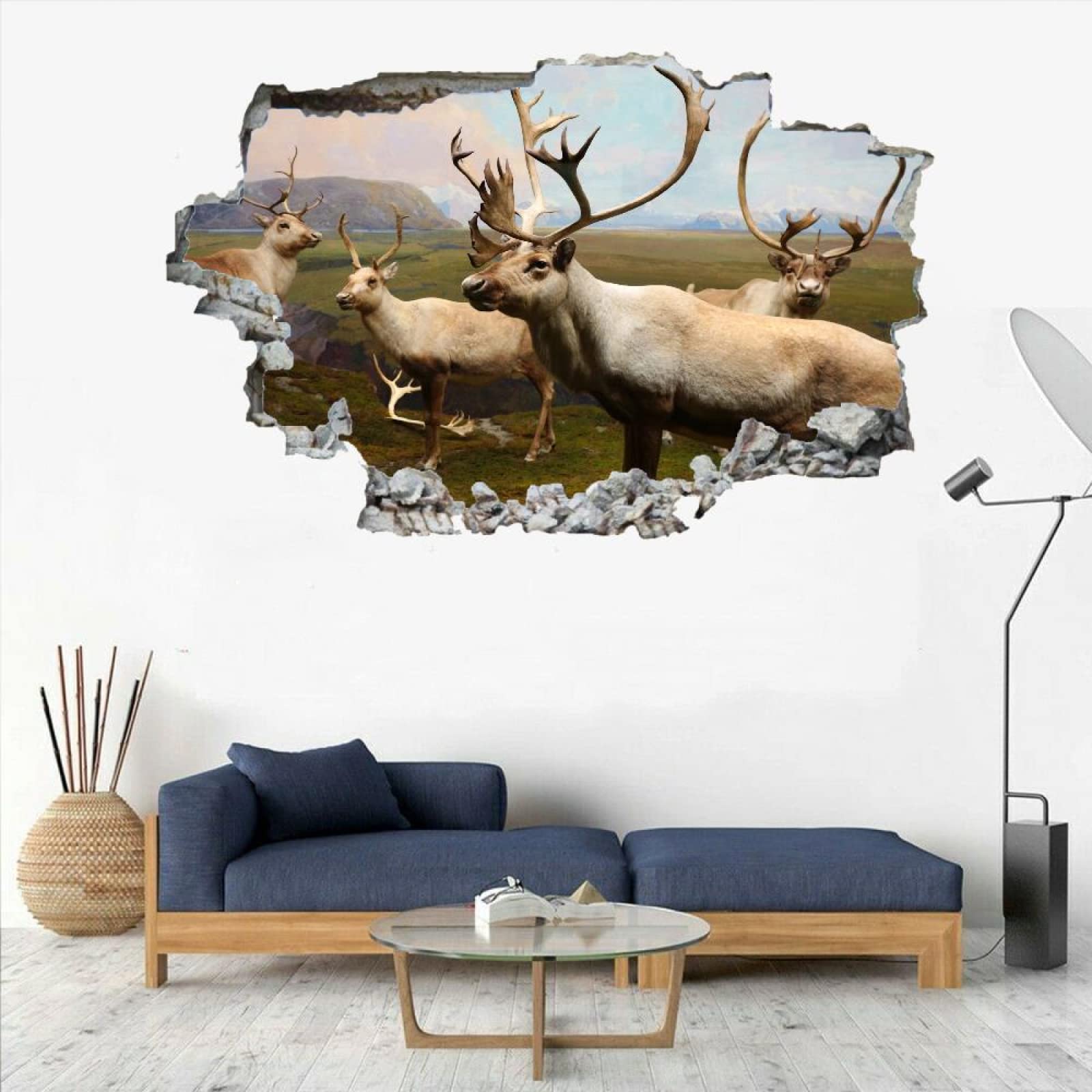 Vinilos Decorativos 3D Rotos Antílope Tatuaje De Pared Vinilo Extraíble Decoración Del Hogar Animal Calcomanías Para Bebé Guardería Niña Niño Habitación Decoración De Pared 80x120cm