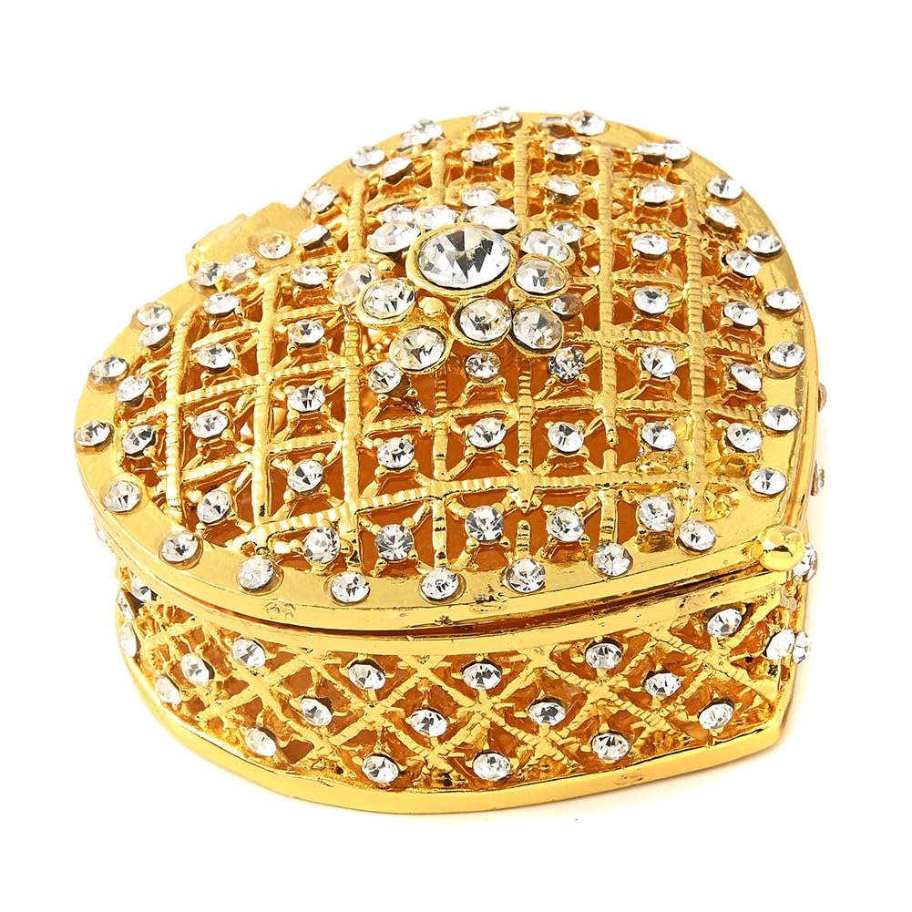 CTRLZS Jewelry Box Crafts Ornaments Heart-Shaped Wedding Set Heart-Shaped Gift Box Ceremony Bride Gift Jewelry,Gold