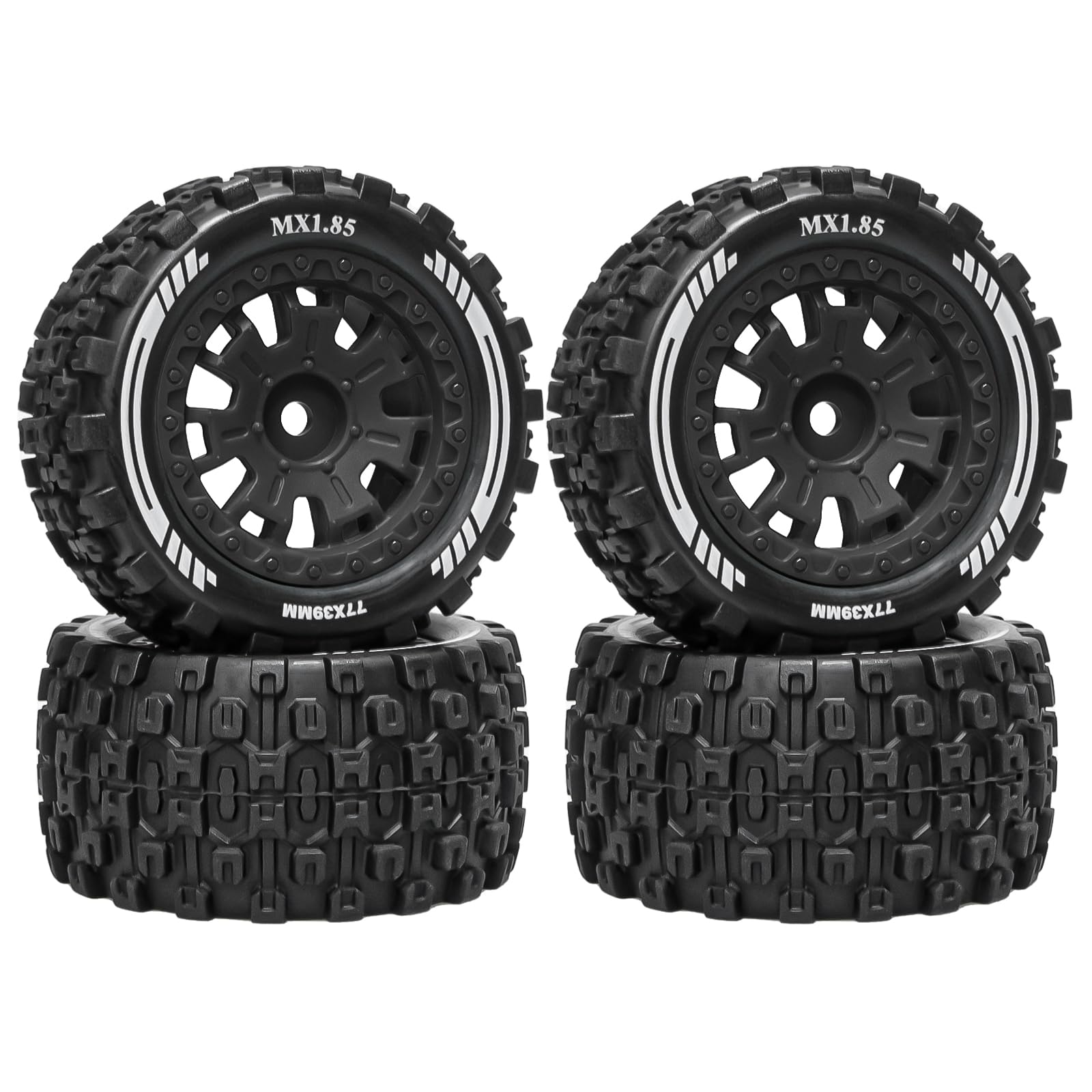 LRFHL RC Tires and Wheels Pre-glued Compatible with Arrma Typhon Grom Granite 1/18 1/14 RC Car Tires Wheels Upgrade (4PCS)