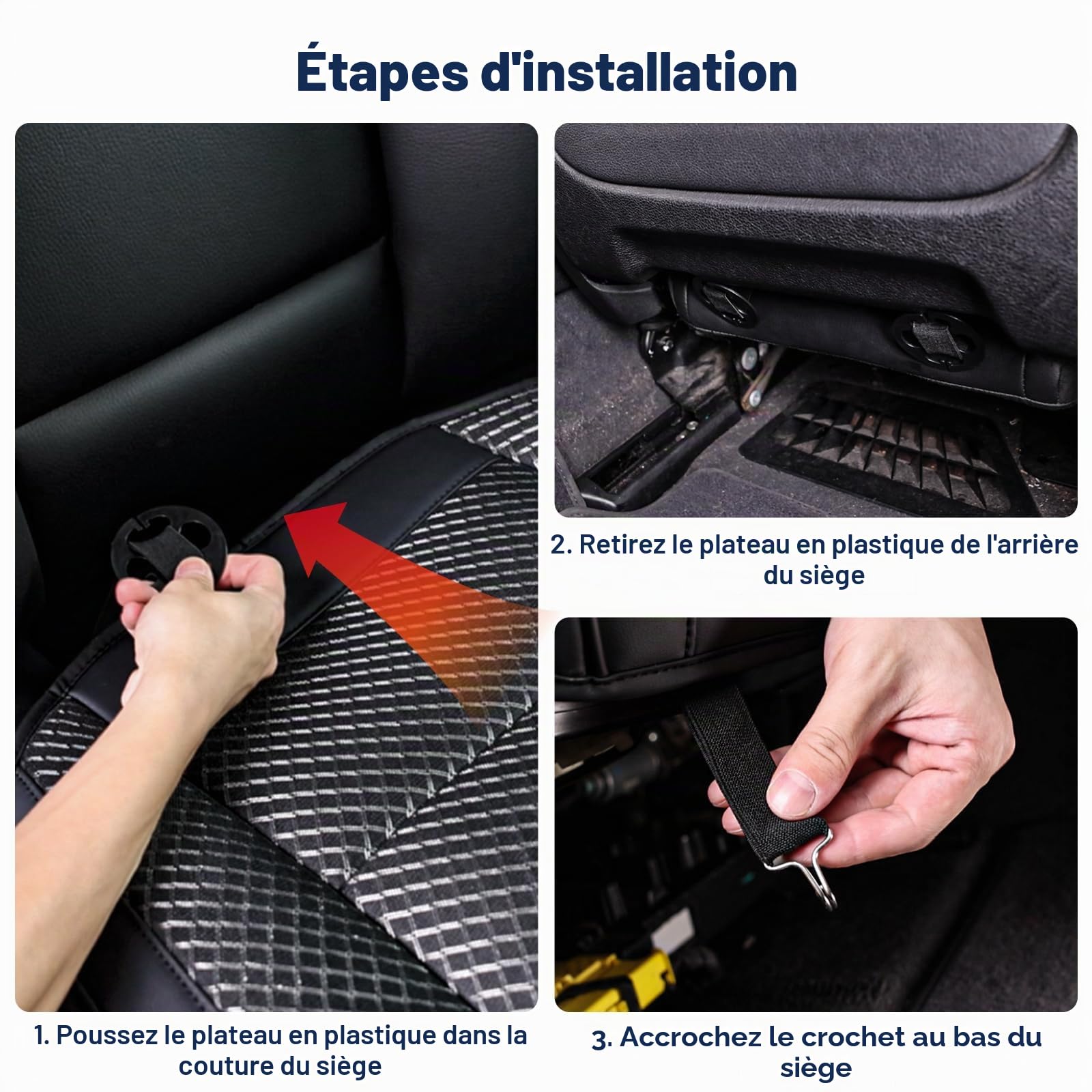 ZATOOTO Lot de 2 Housse de siège Auto Anti-Transpiration pour siège Avant – Design Patchwork – Simili-Cuir et Tissu Mesh – Antidérapante – avec Protection latérale et Poche de Rangement