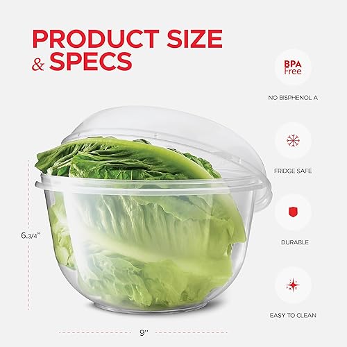 Miniatura 5 de Tafura Conservador de lechuga para refrigerador, lechuga crujiente, protector de verduras con tapa, contenedor de almacenamiento de lechuga con