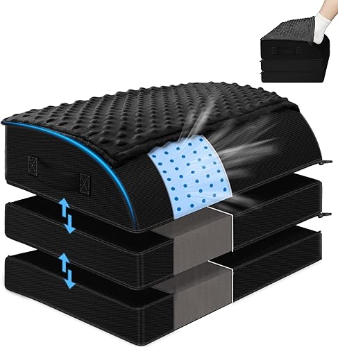 Reposapiés debajo del escritorio para uso en la oficina, taburete de espuma viscoelástica de gel con 3 alturas ajustables y pies, bolsillo cálido